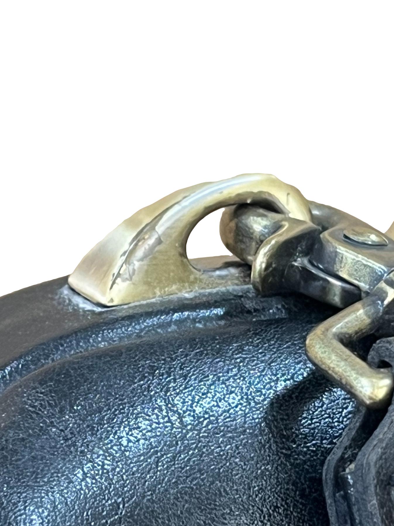 Black Leather Vertical Dulles Bag