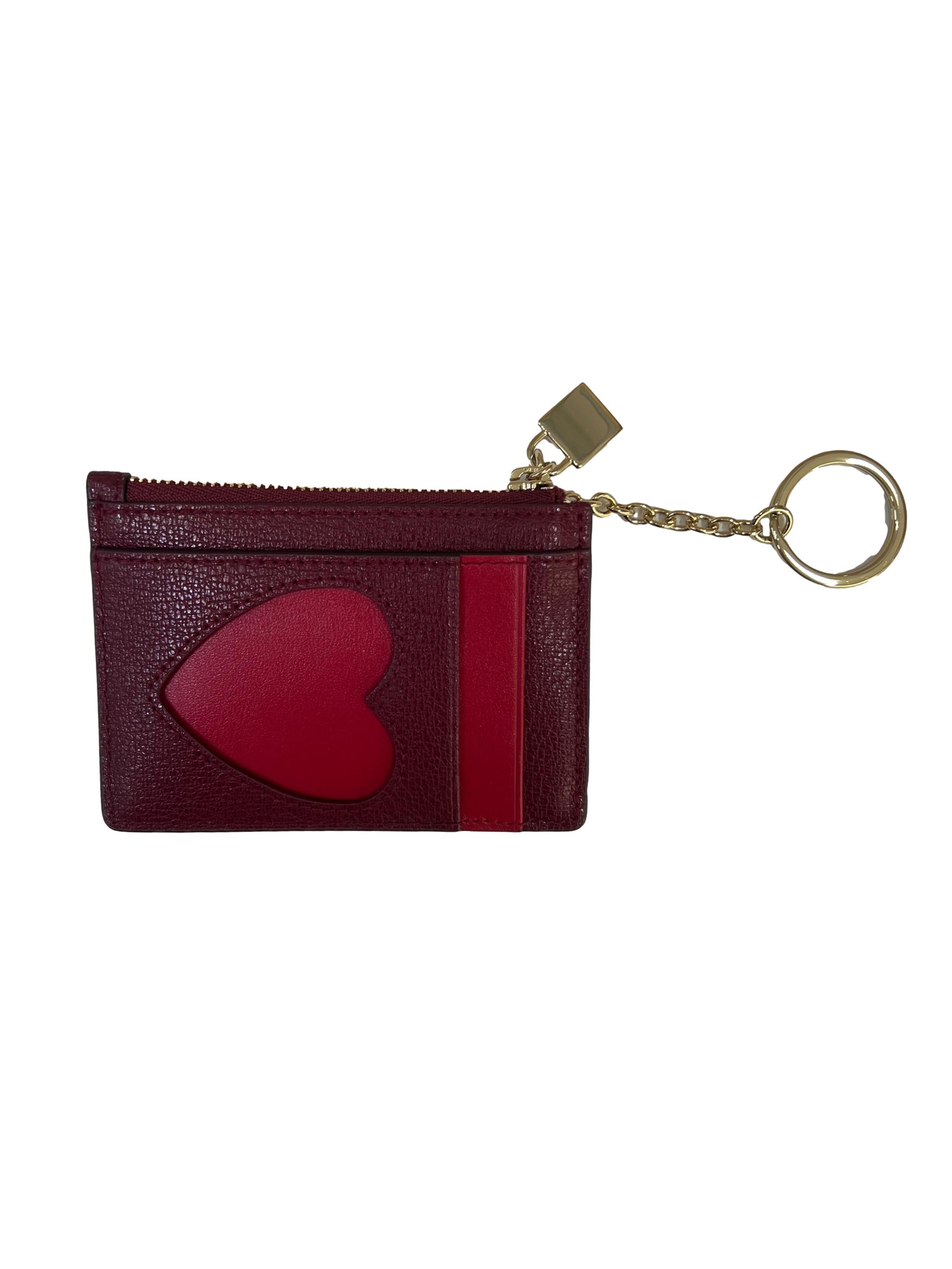 Maroon Heart Detail Card Holder