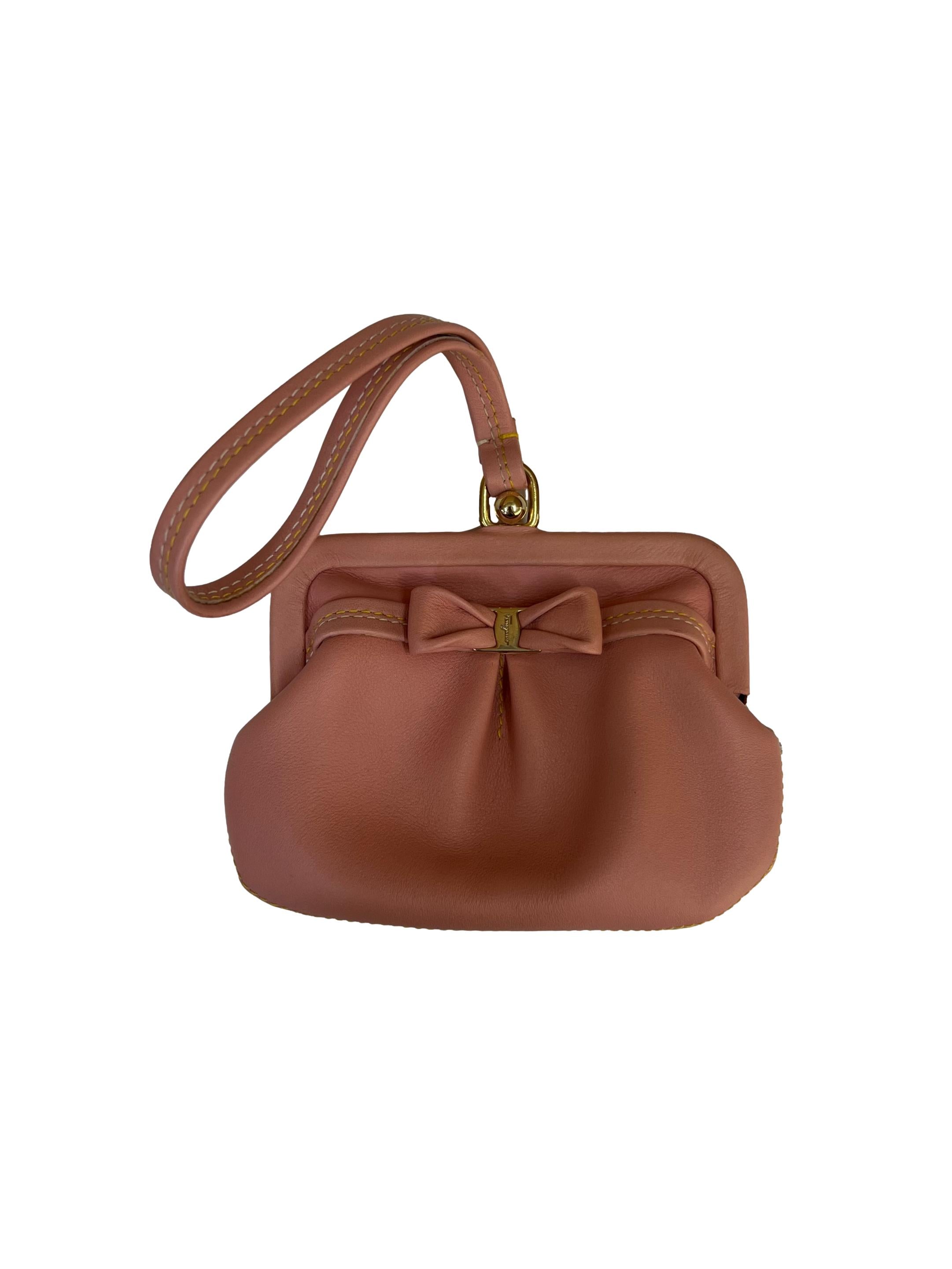 Pink Coin Bow Detail Pouch