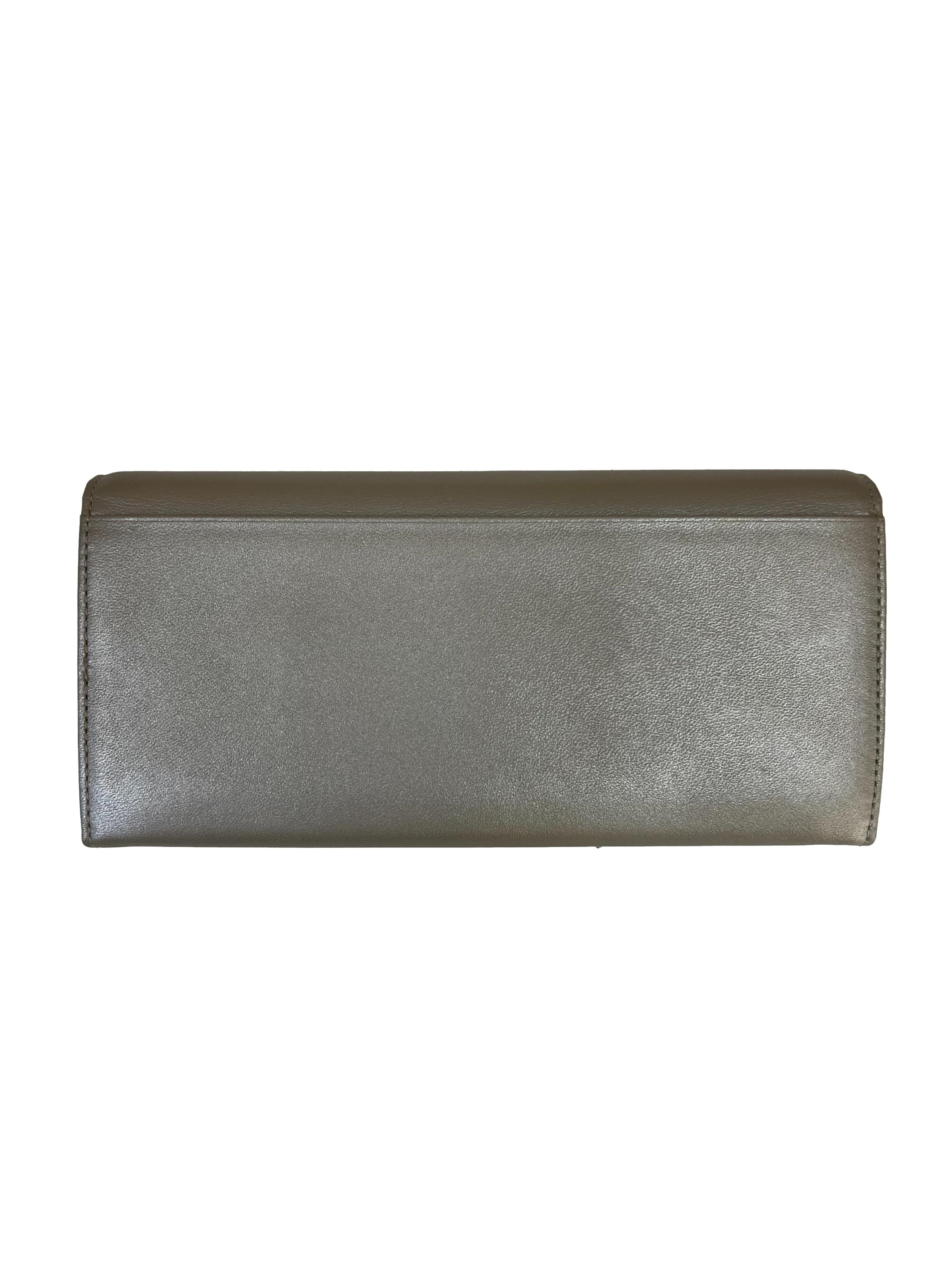 Silver Bow Detail Long Wallet