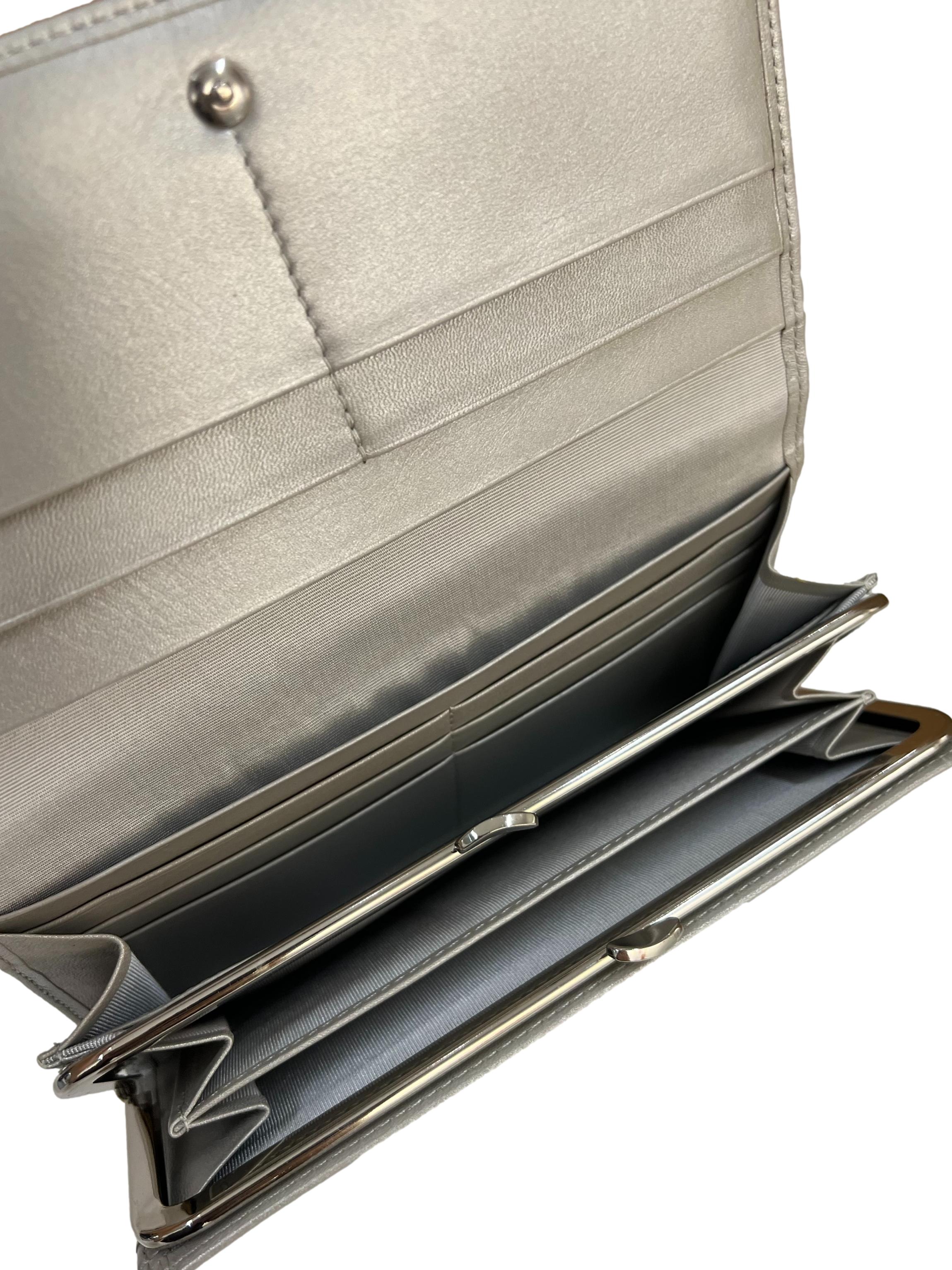 Silver Bow Detail Long Wallet