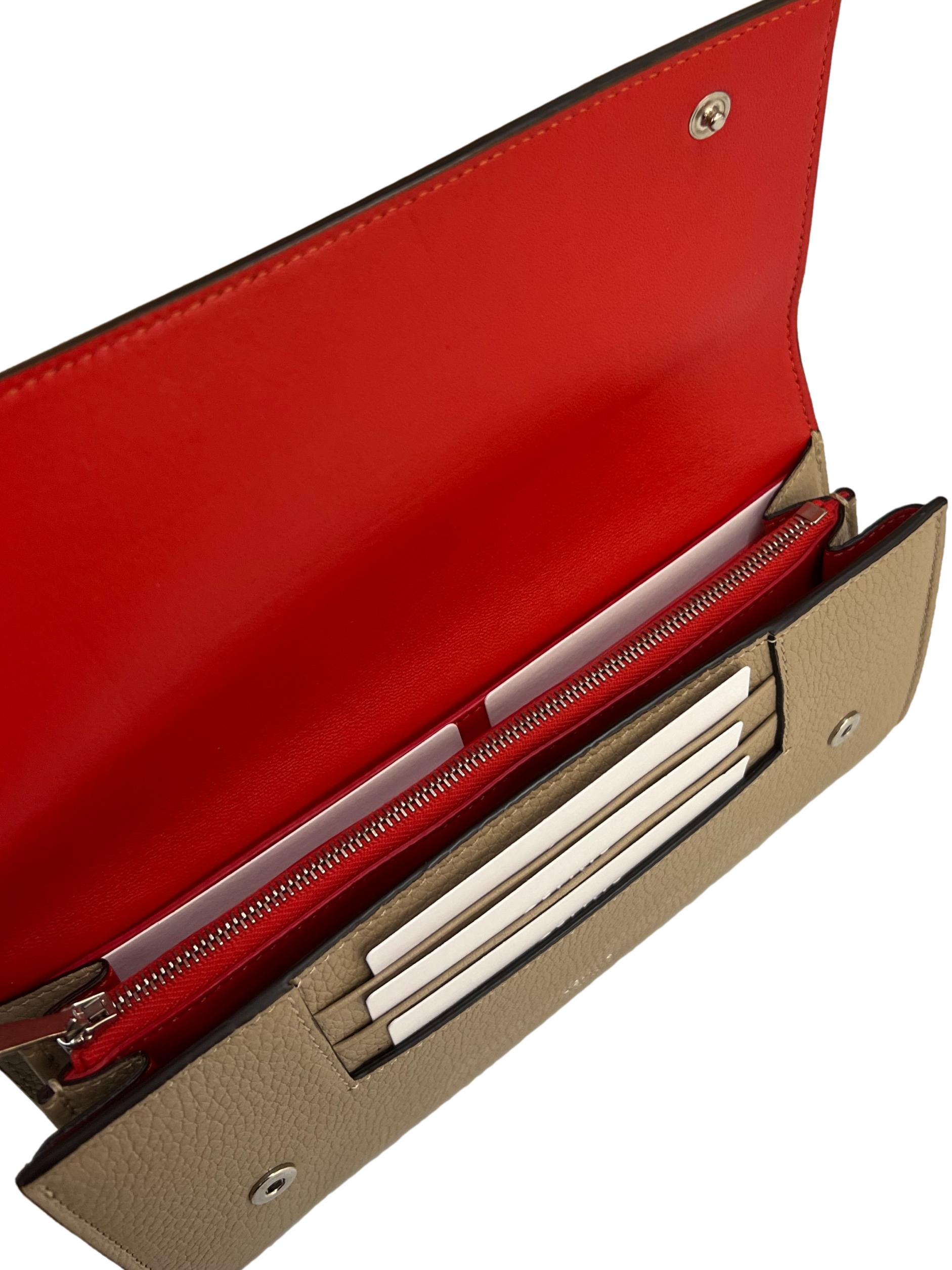 Beige Large Flap Wallet