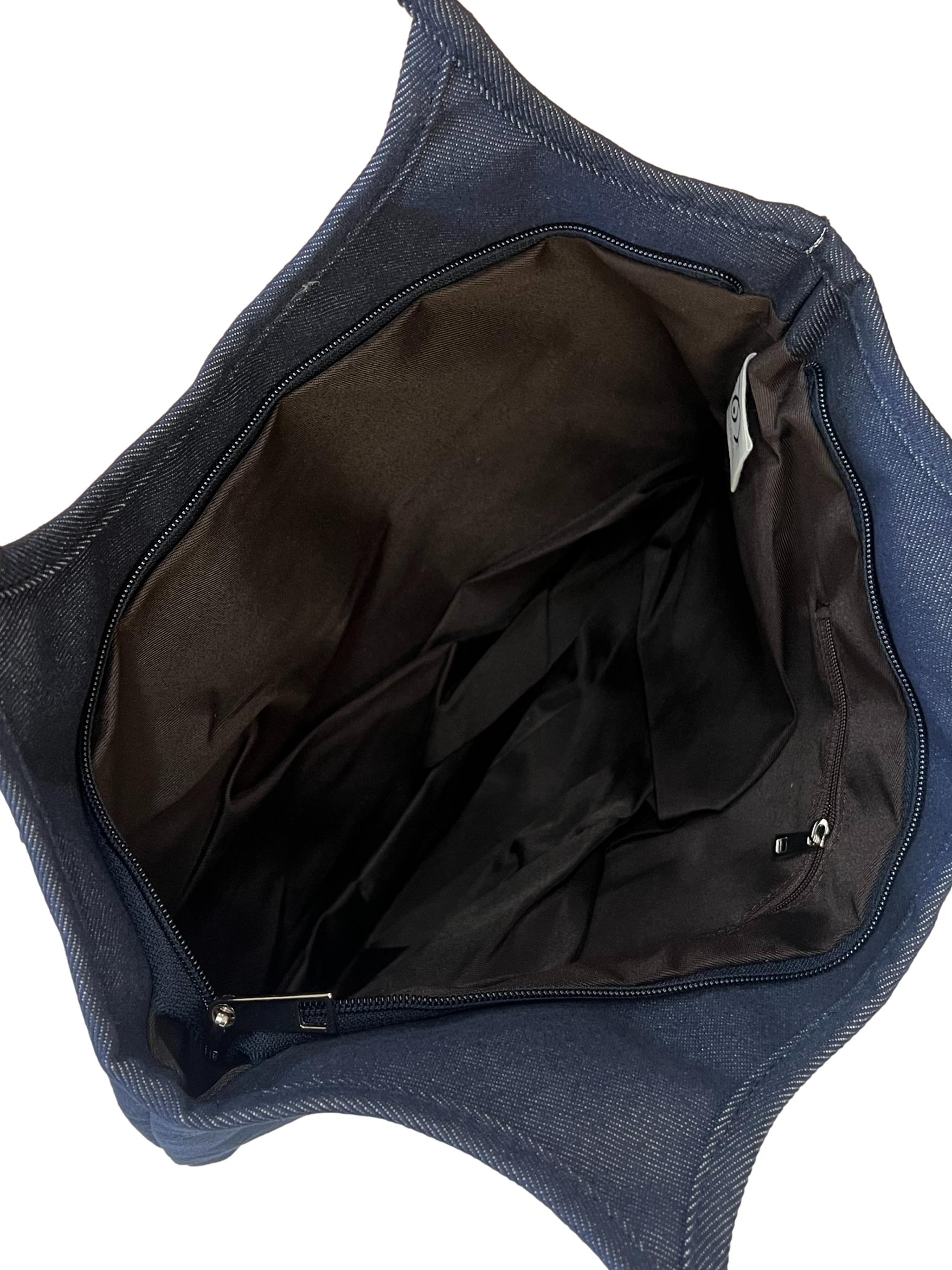 Ribbon Sprayed Denim Shoulder Bag