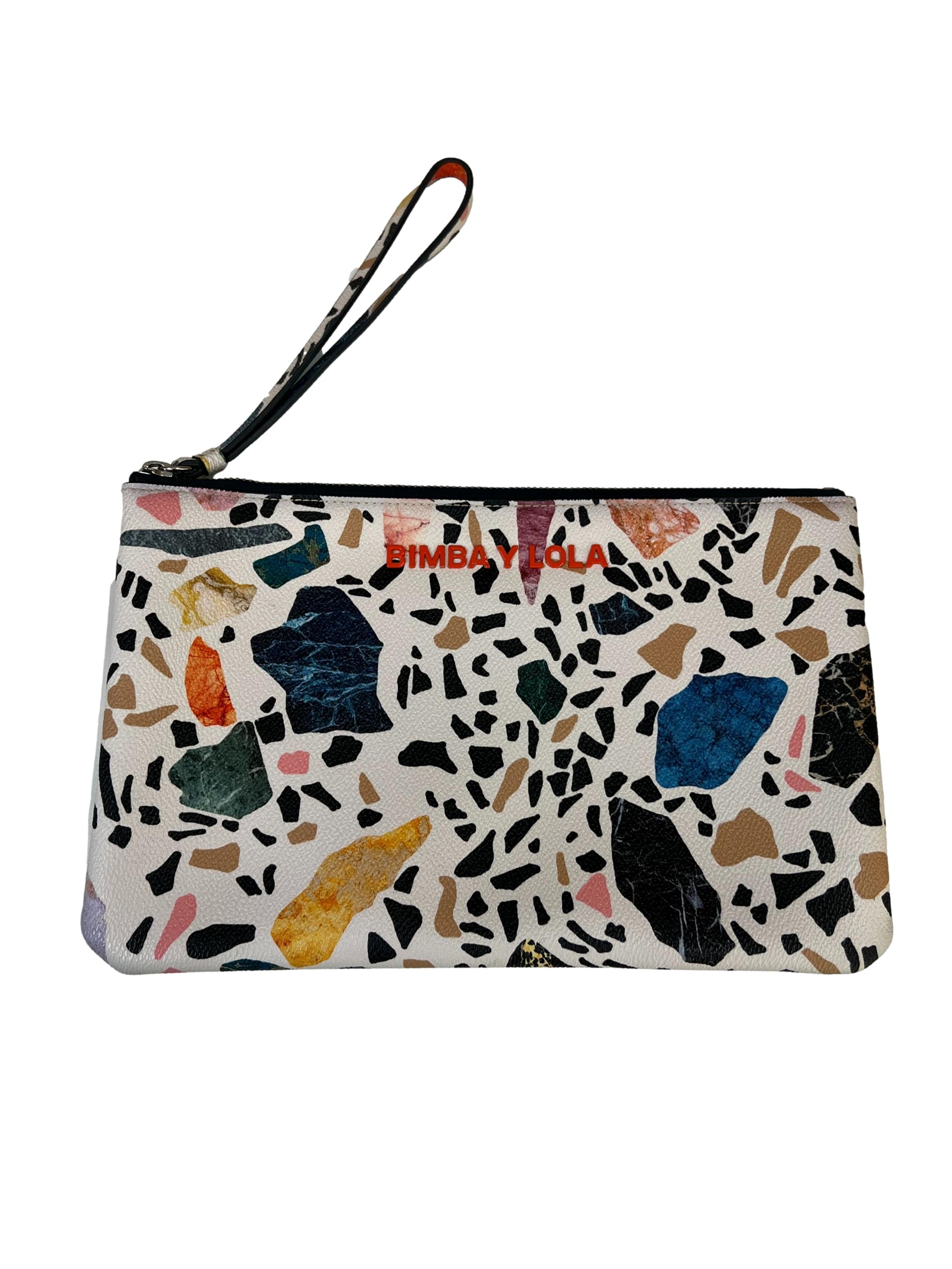 White Abstract Printed Clutch