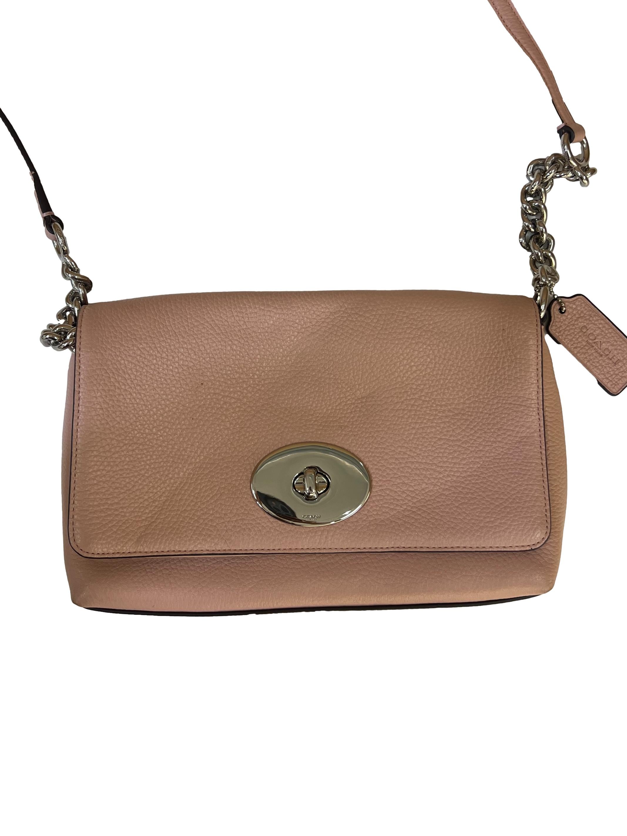 Pink Pebble Leather Crosstown Crossbody