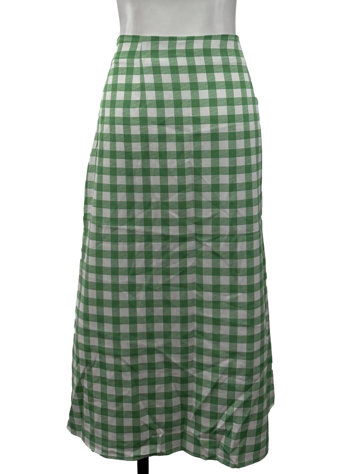 Green And White Gingham Skirt