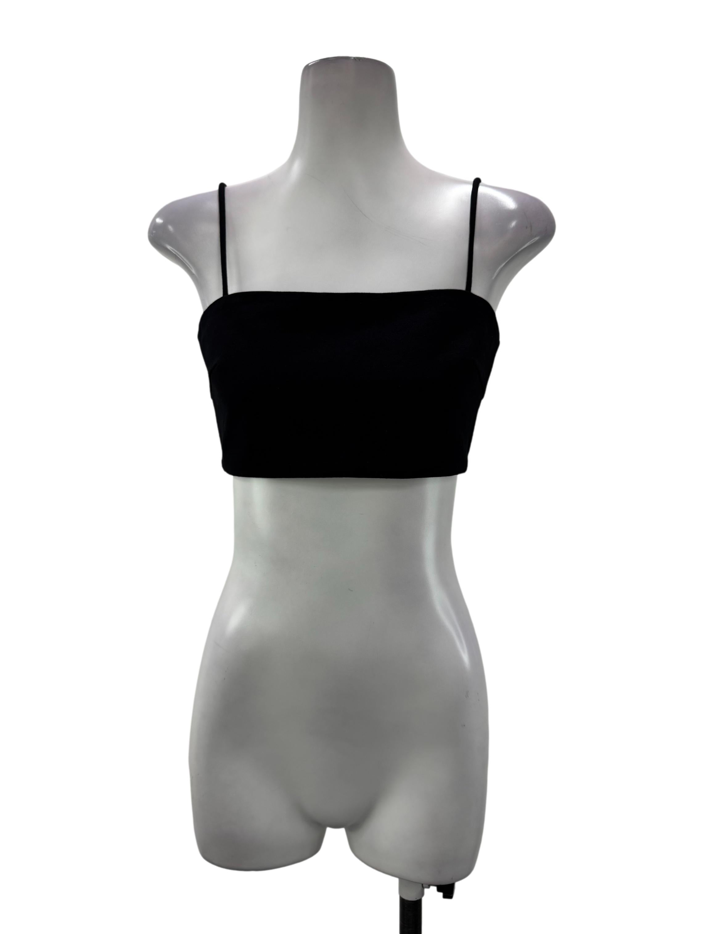 Black Cropped Bandeau Top