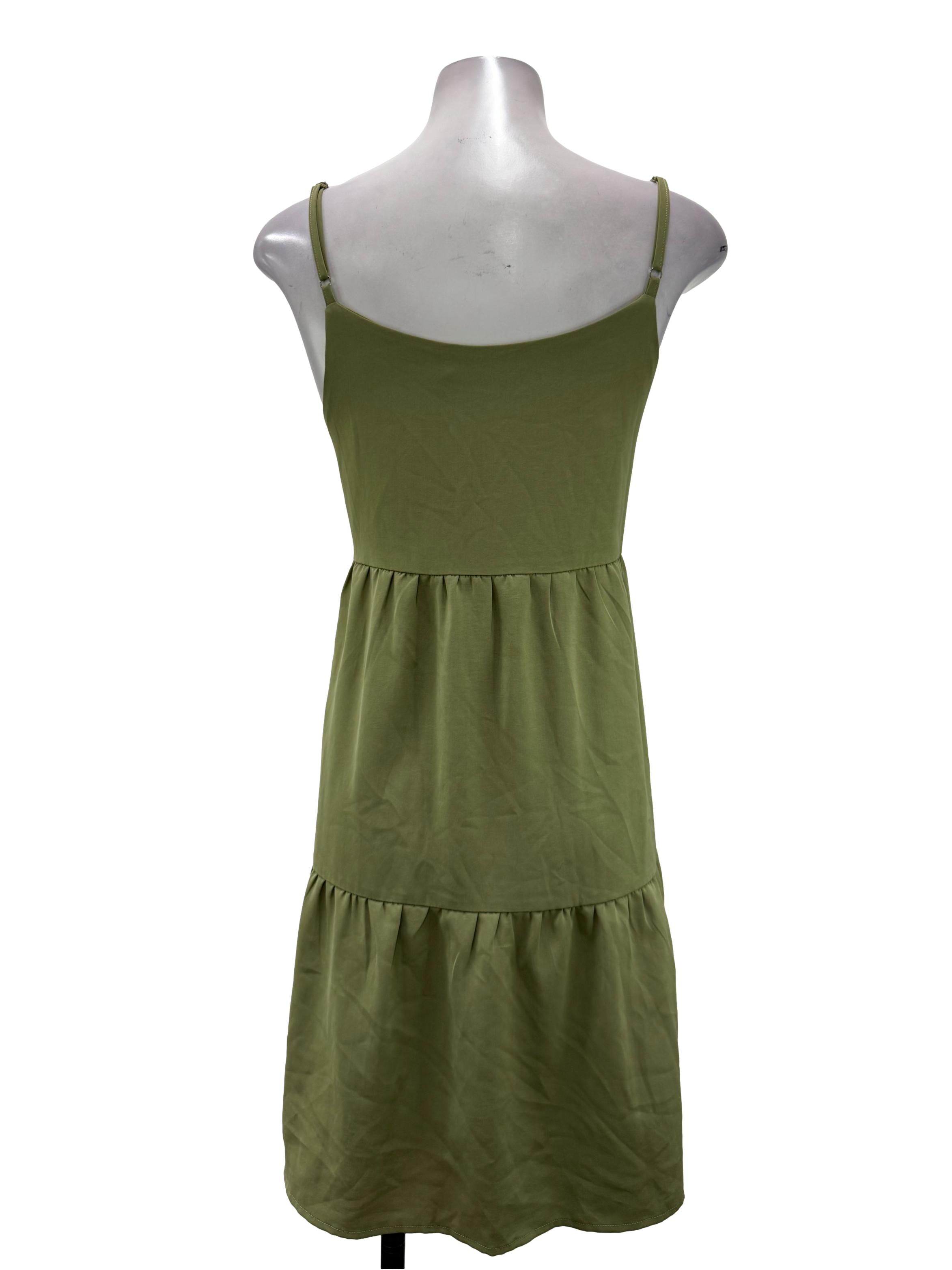 Olive Green Tiered Mini Dress