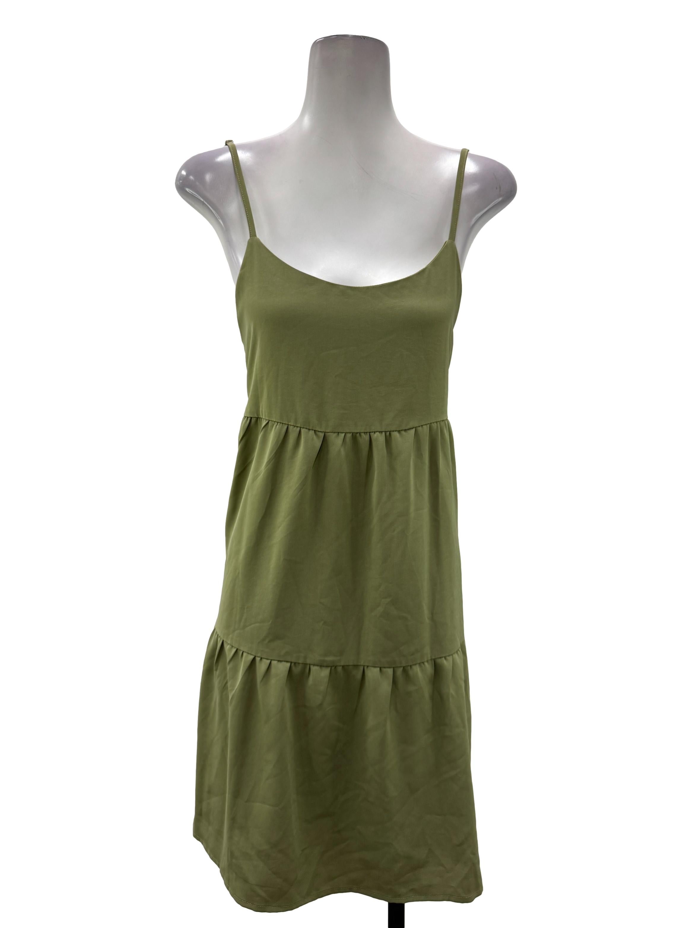 Olive Green Tiered Mini Dress