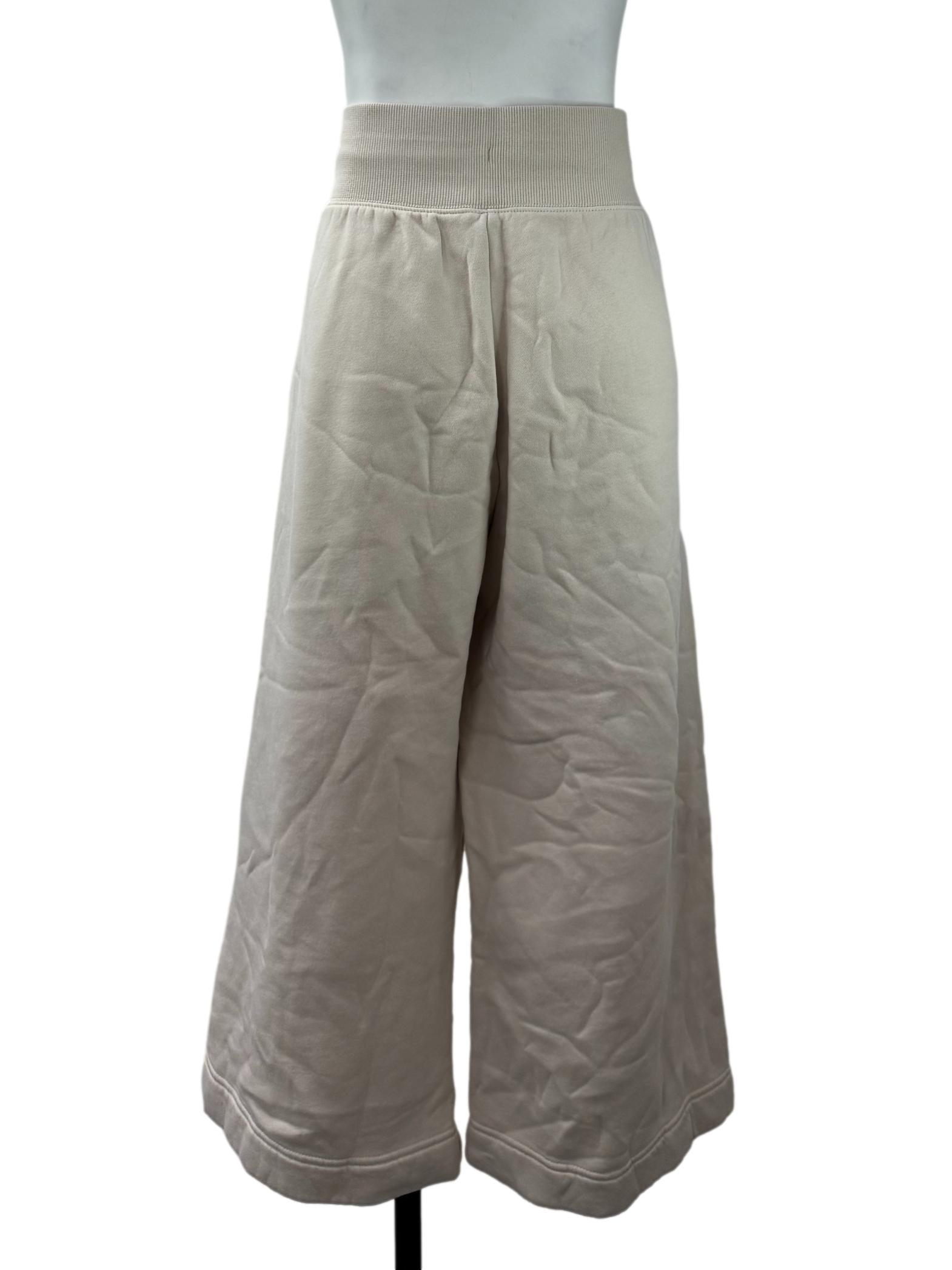 Beige Wide-Leg Sweatpants