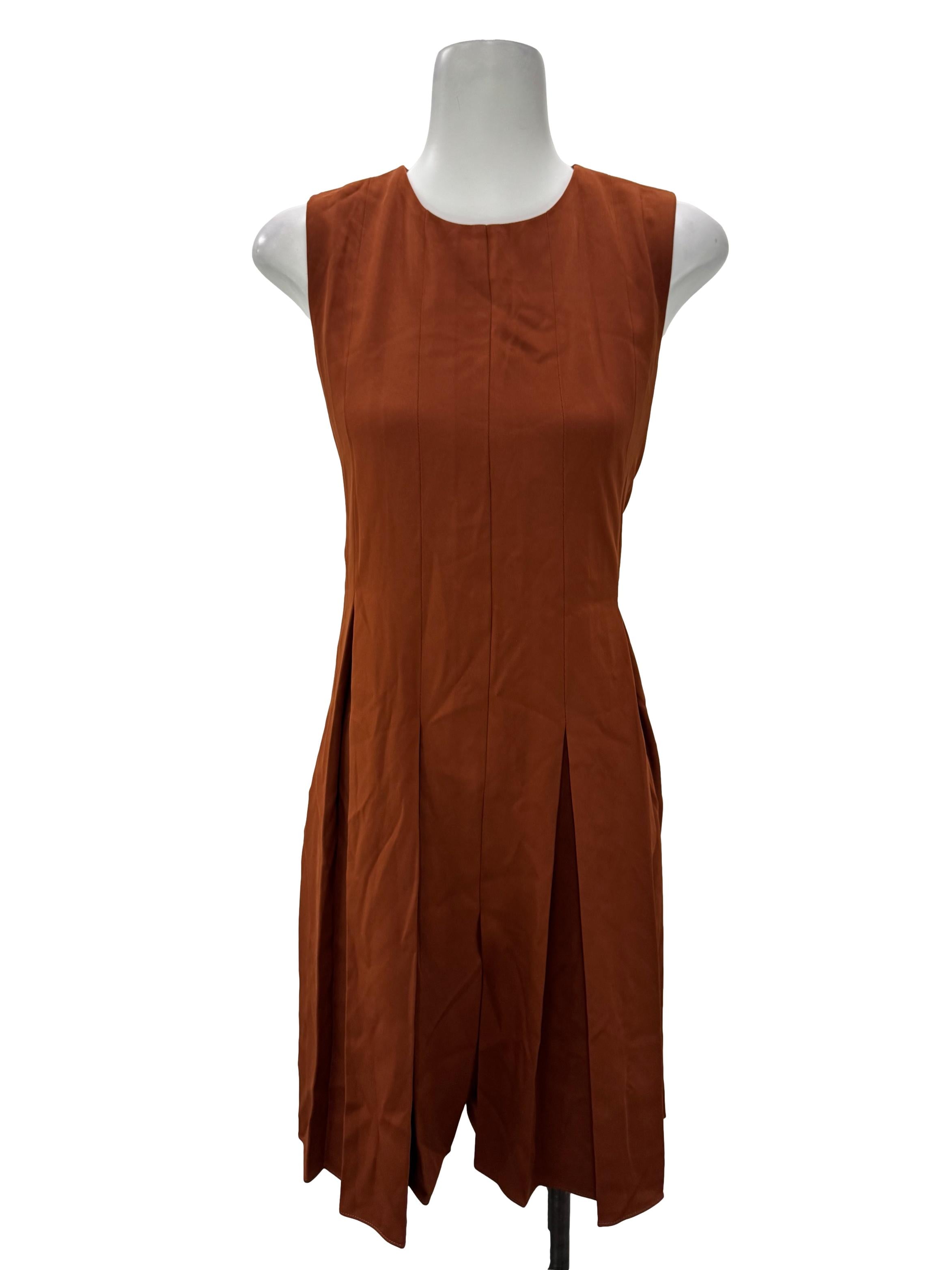 Burnt Orange Pleated Romper