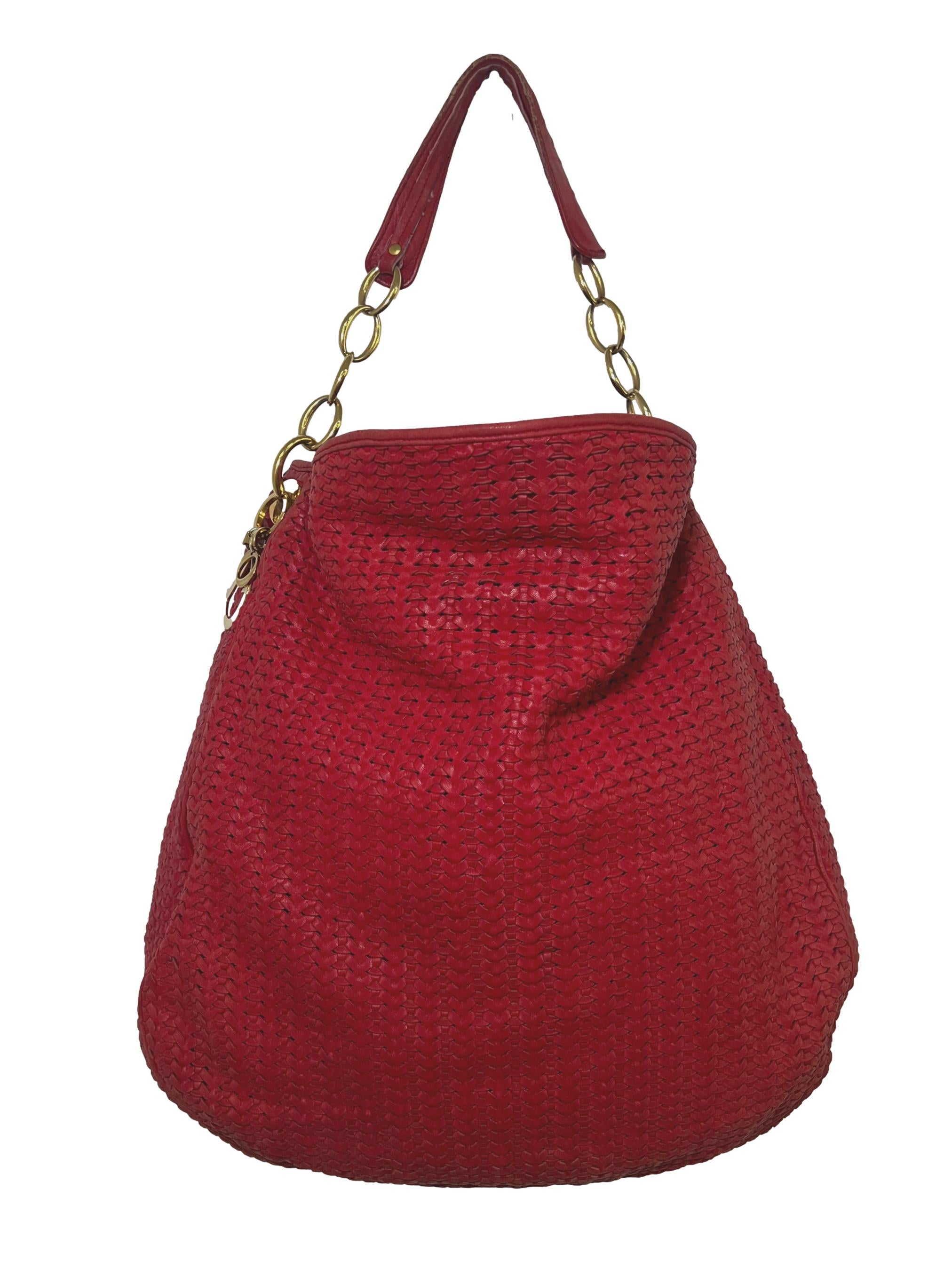 Red Tresse Leather Hobo Shoulder Bag CSN