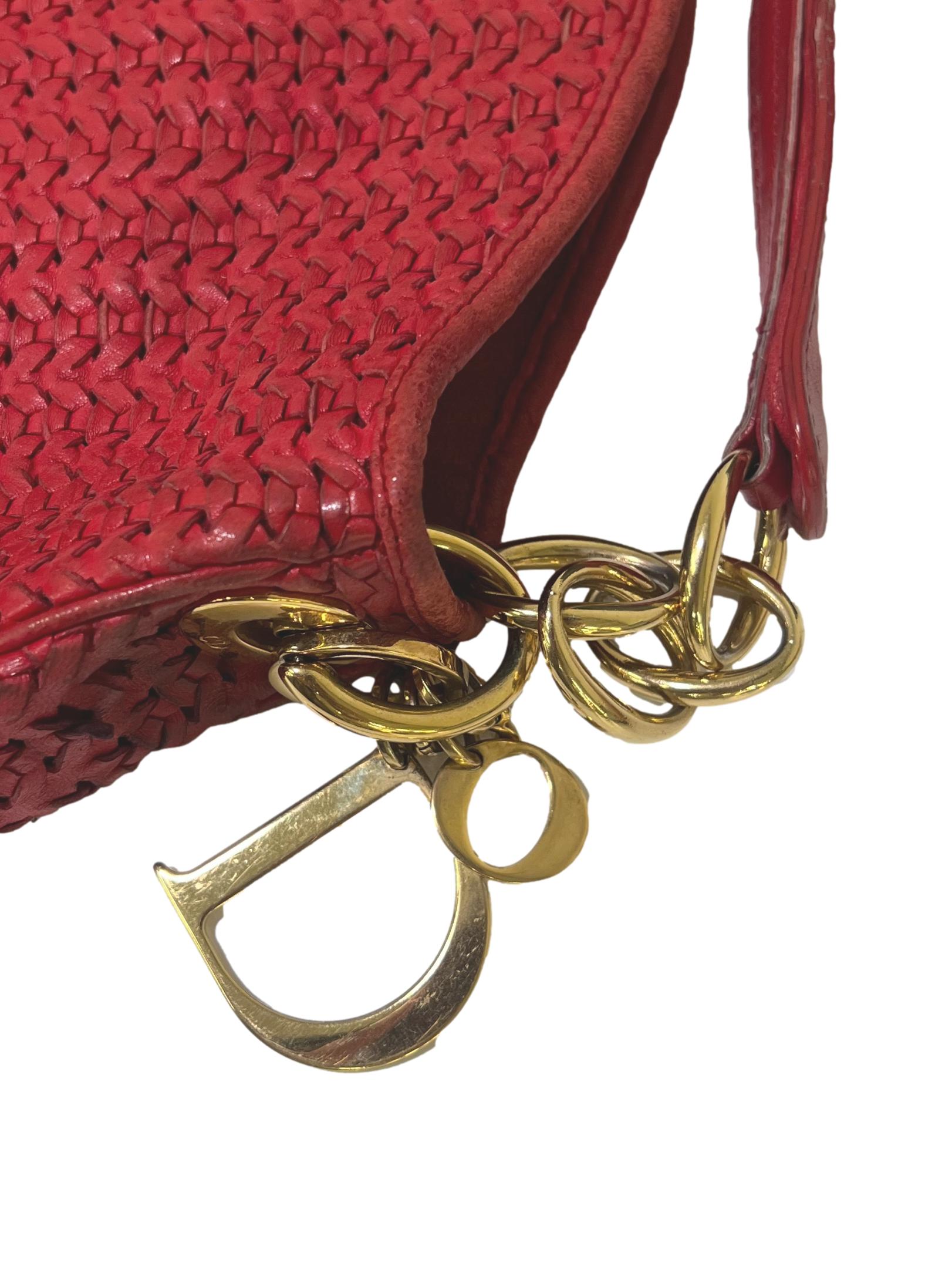 Red Tresse Leather Hobo Shoulder Bag CSN