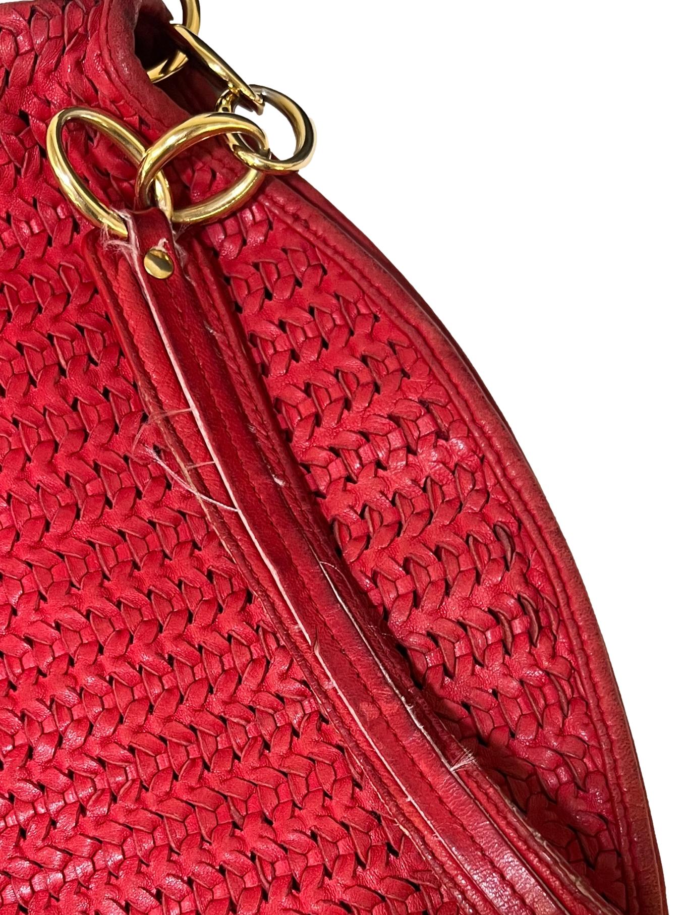 Red Tresse Leather Hobo Shoulder Bag CSN