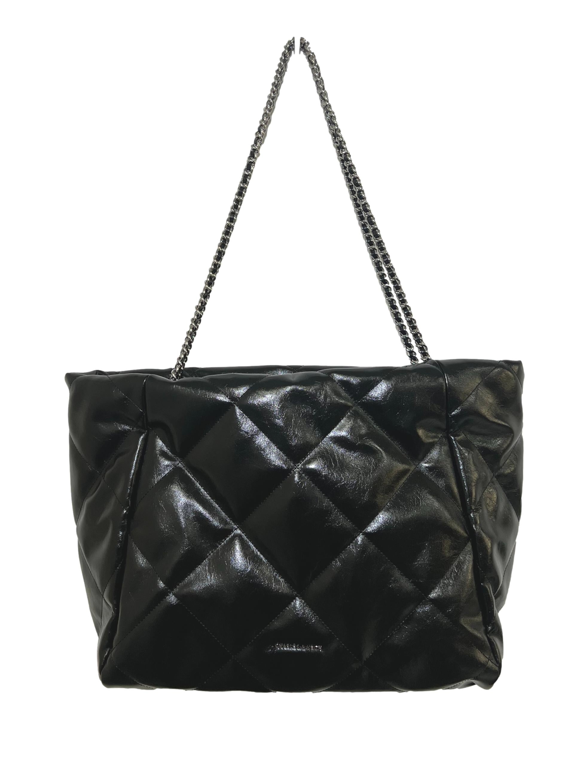 Black Leather Quilted Tote Bag CSN