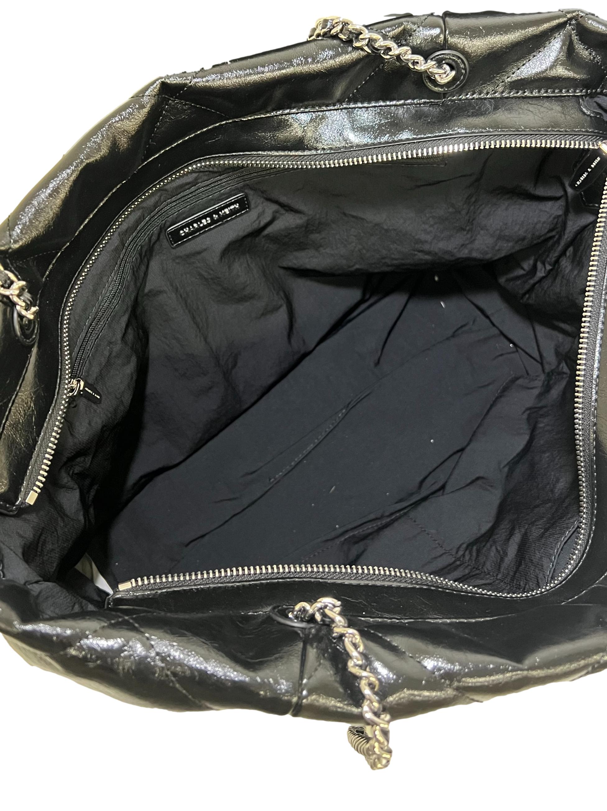 Black Leather Quilted Tote Bag CSN