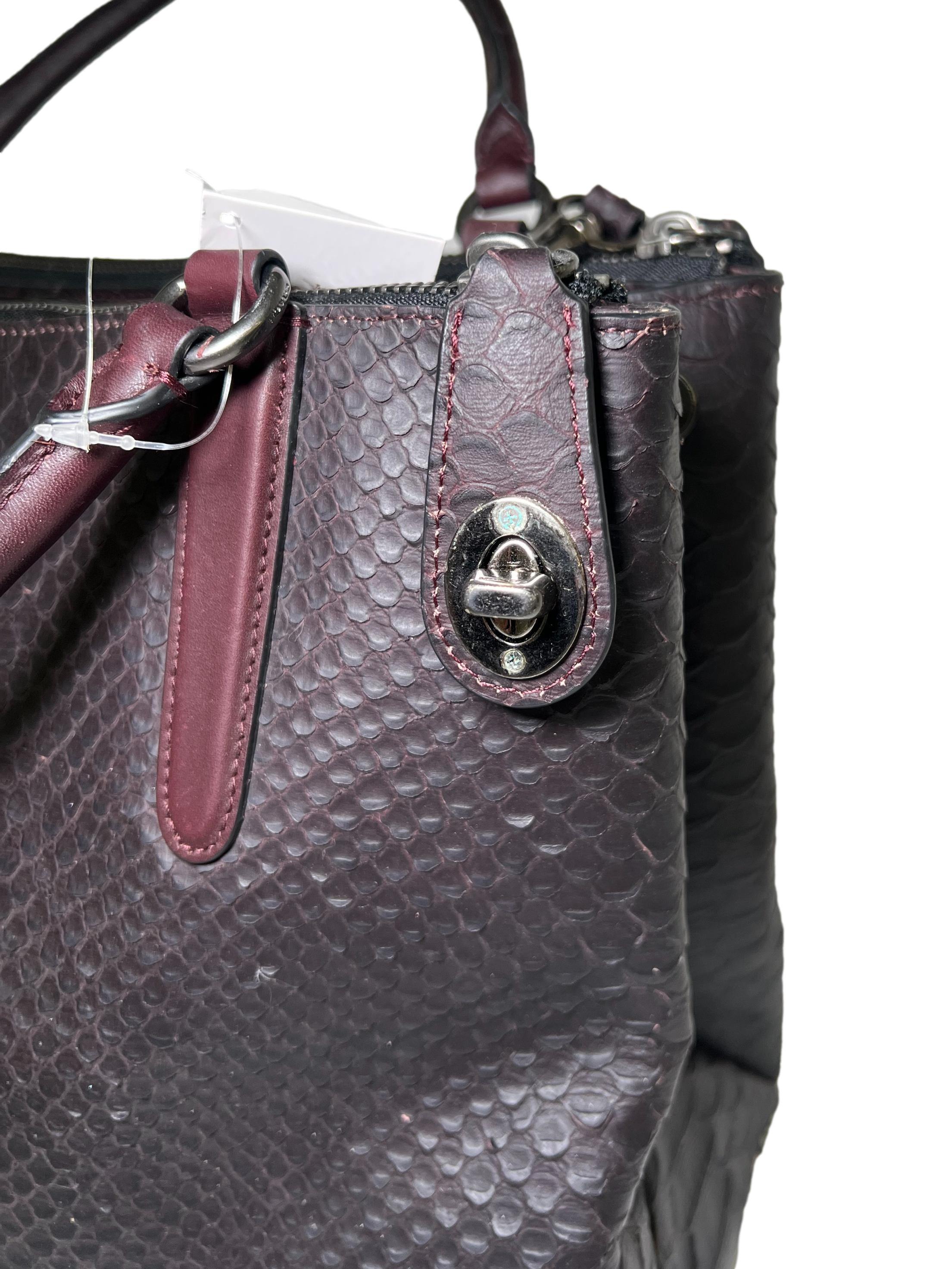 Black Leather Turnlock Borough Bag In Python Embossed Handbag CSN