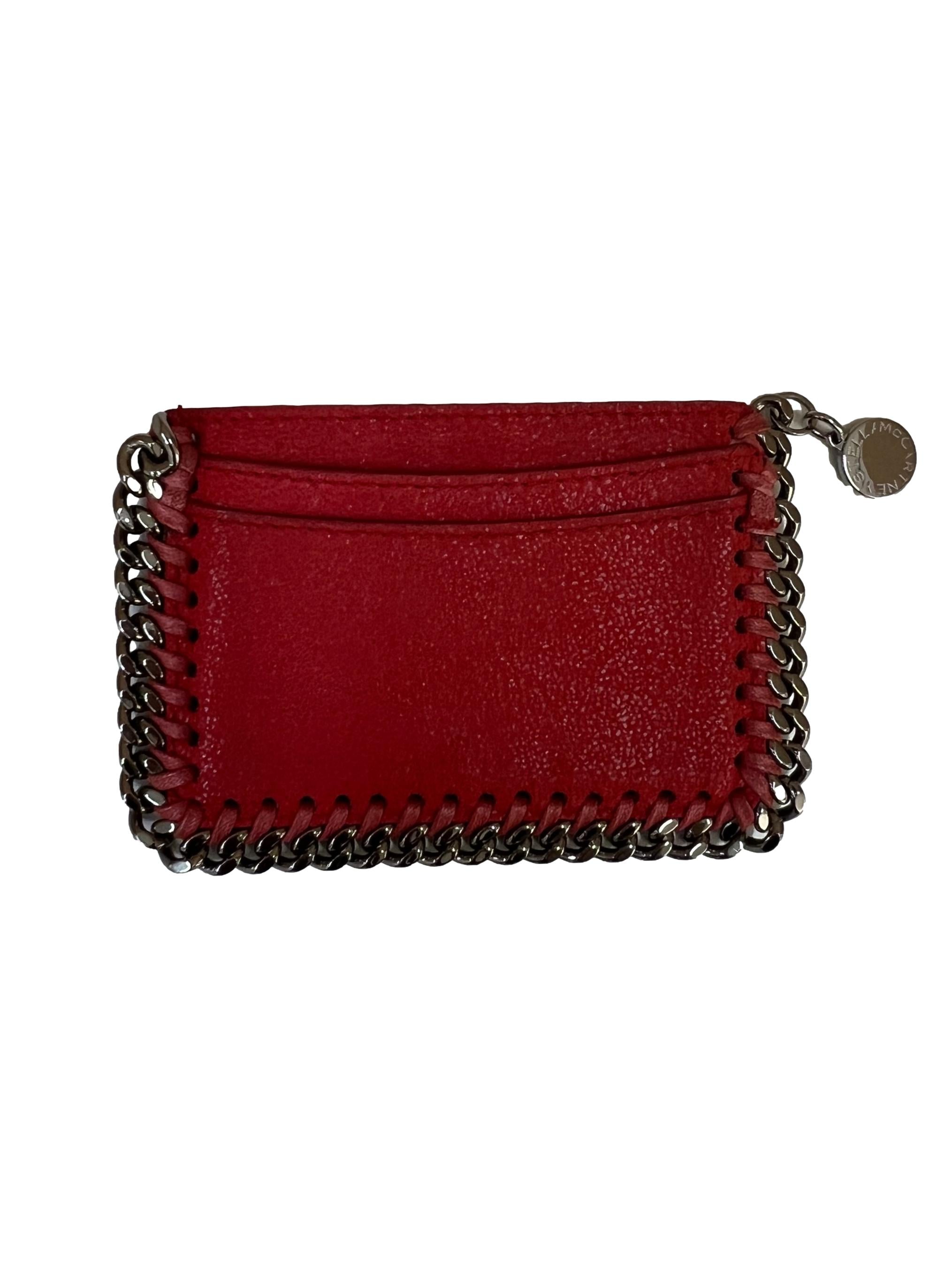 Red Leather Shaggy Vegan Leather Cardholder