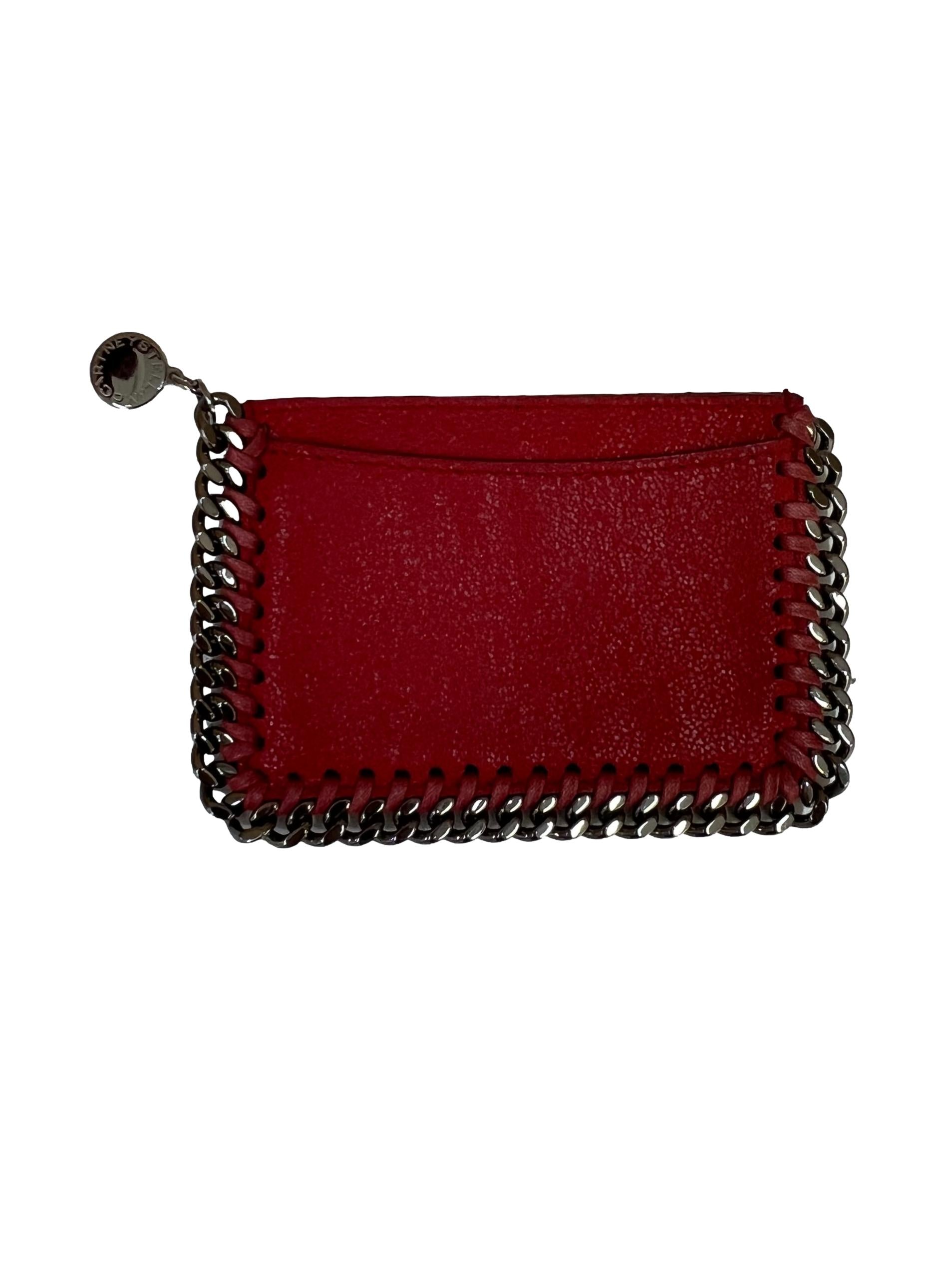 Red Leather Shaggy Vegan Leather Cardholder