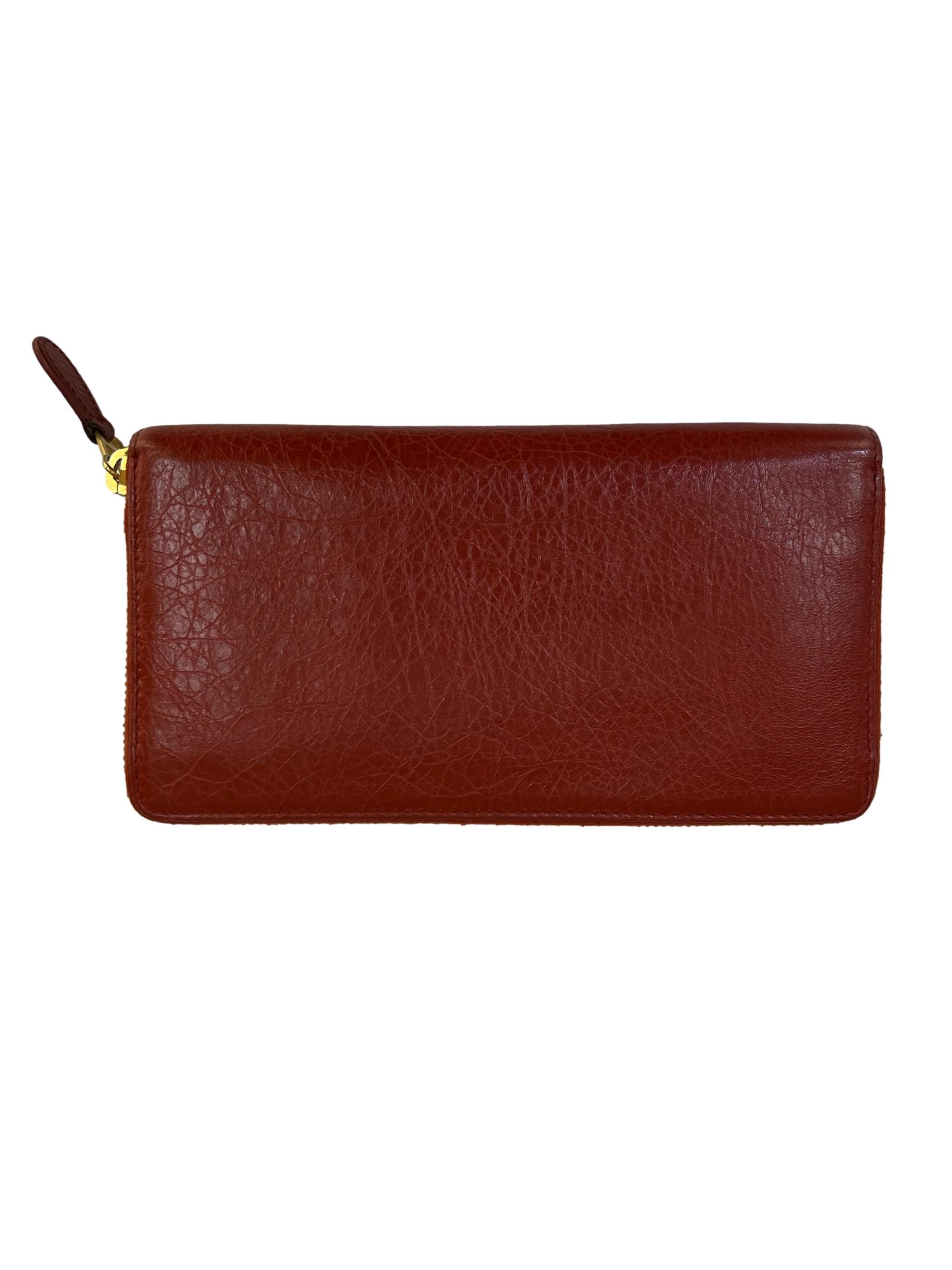Red Leather Balenciaga Classic Long Wallet