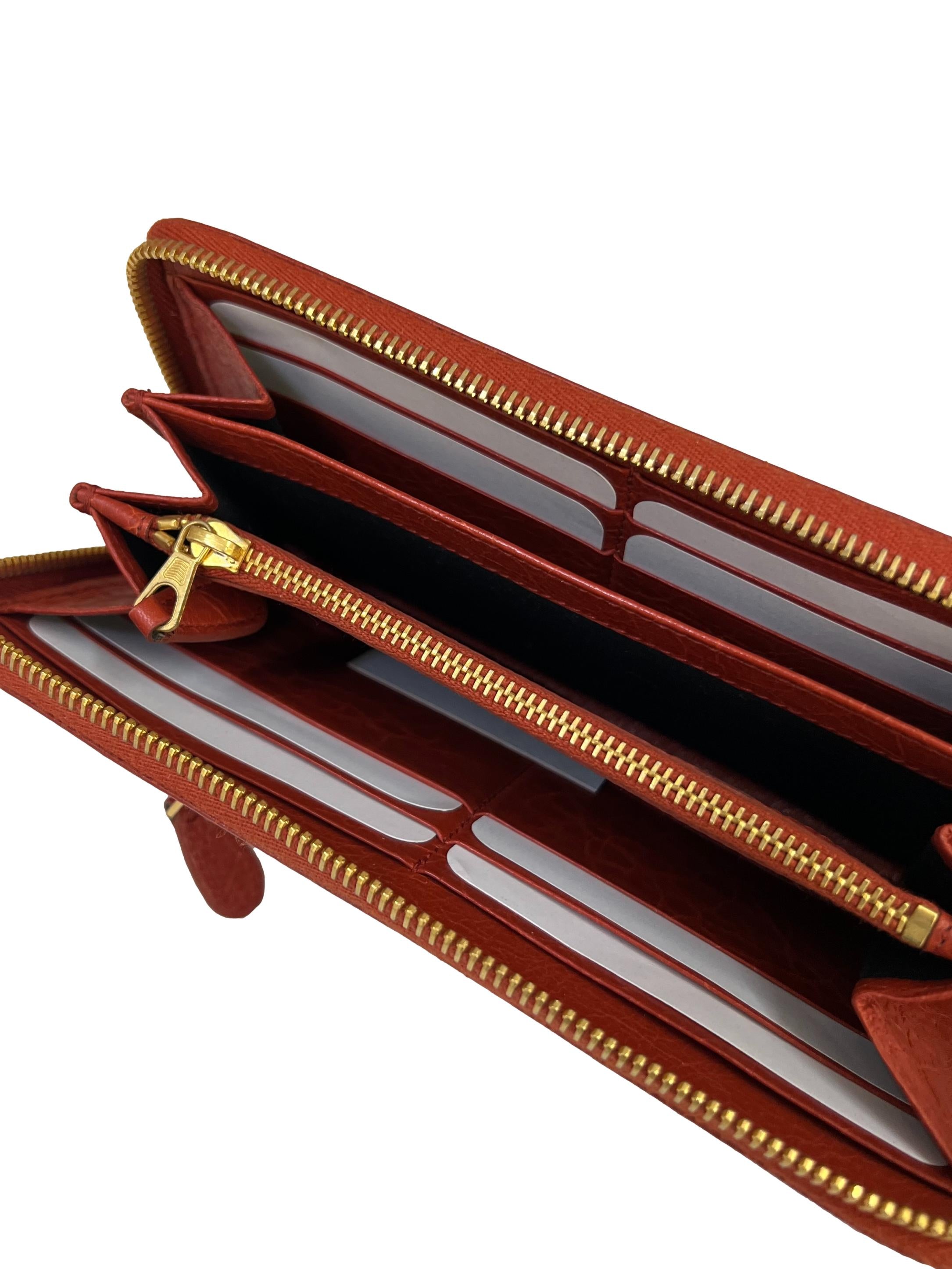 Red Leather Balenciaga Classic Long Wallet