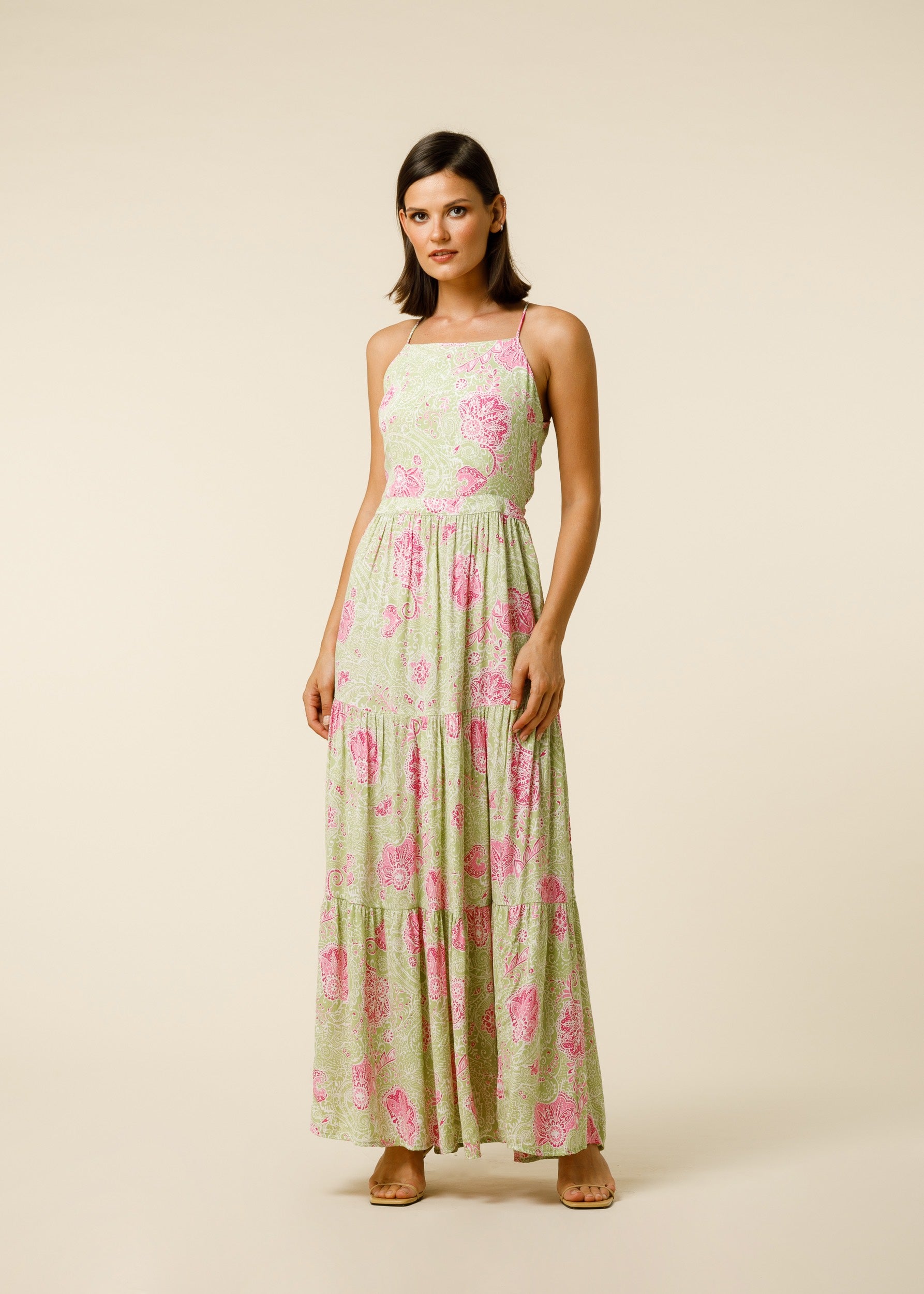 Tessa Open Back Dress In Lime Light - Green CSN