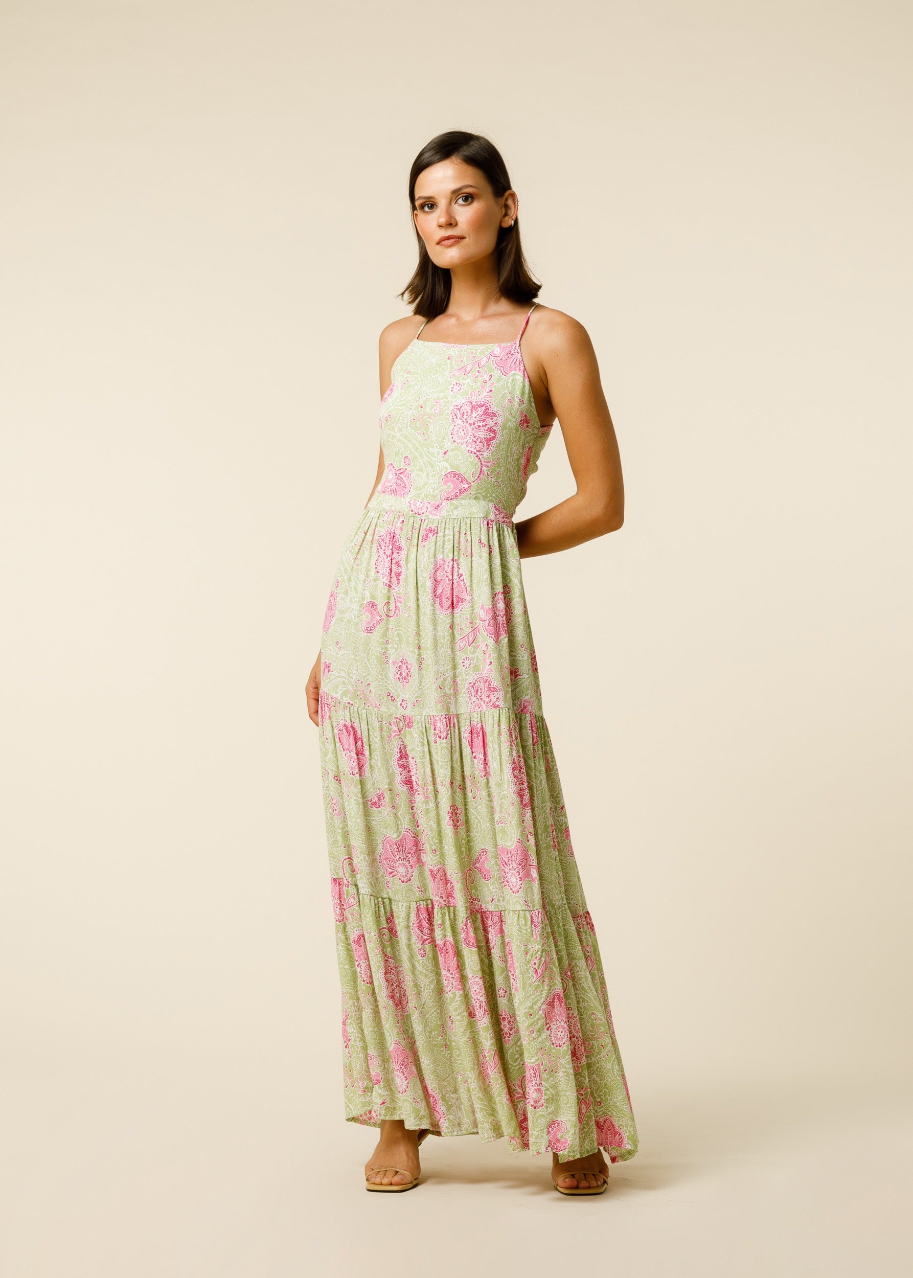Tessa Open Back Dress In Lime Light - Green CSN
