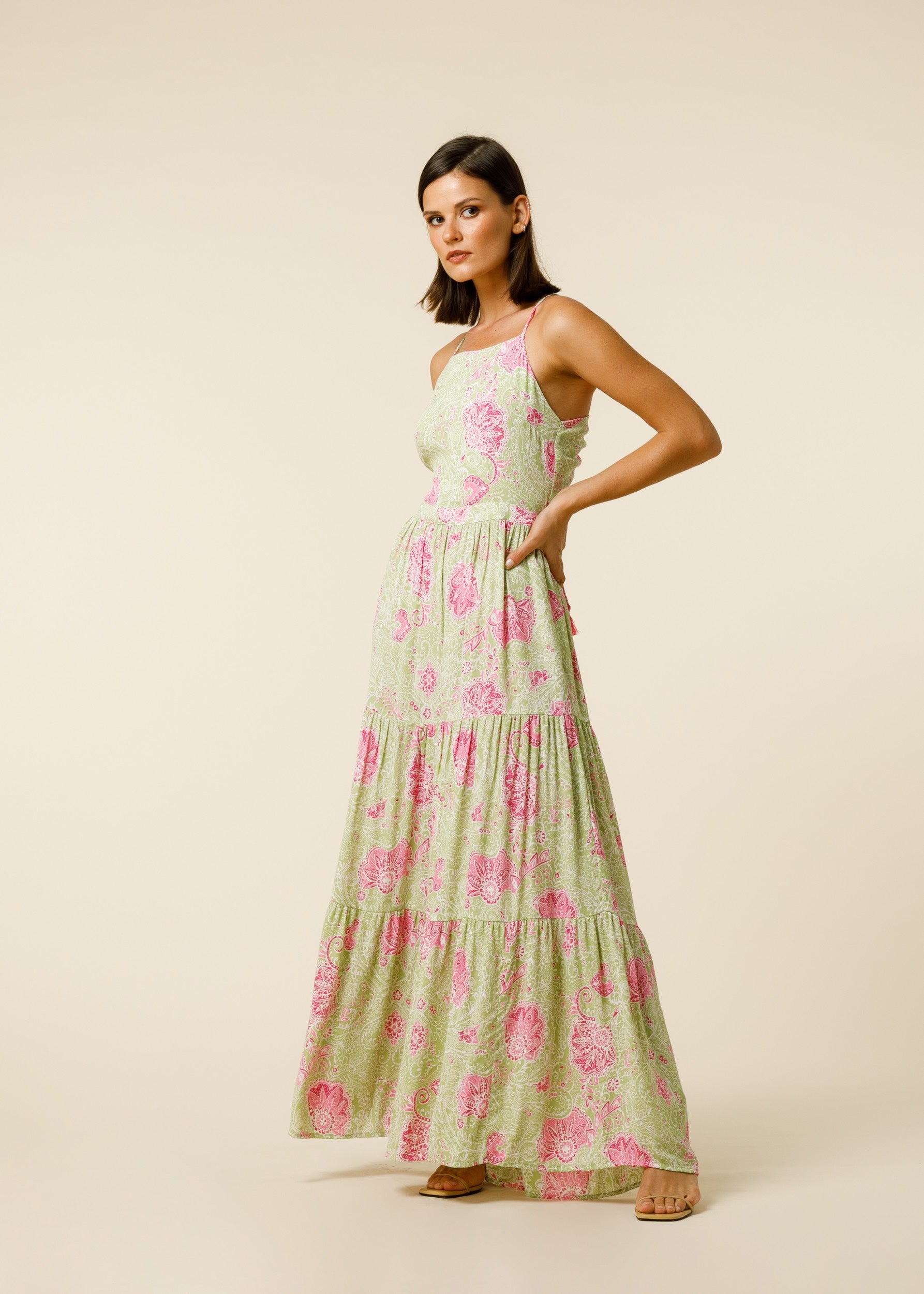 Tessa Open Back Dress In Lime Light - Green CSN