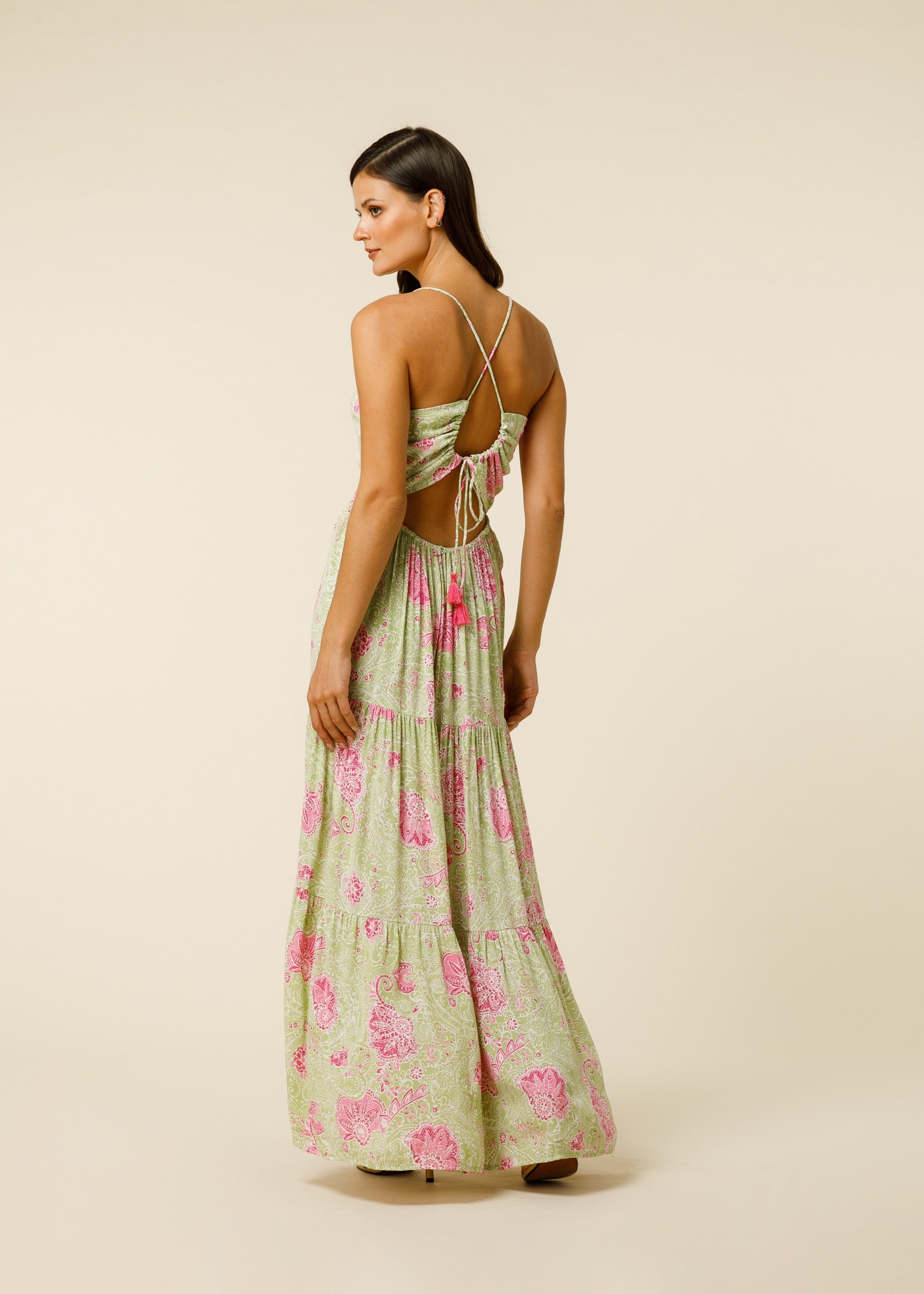 Tessa Open Back Dress In Lime Light - Green CSN
