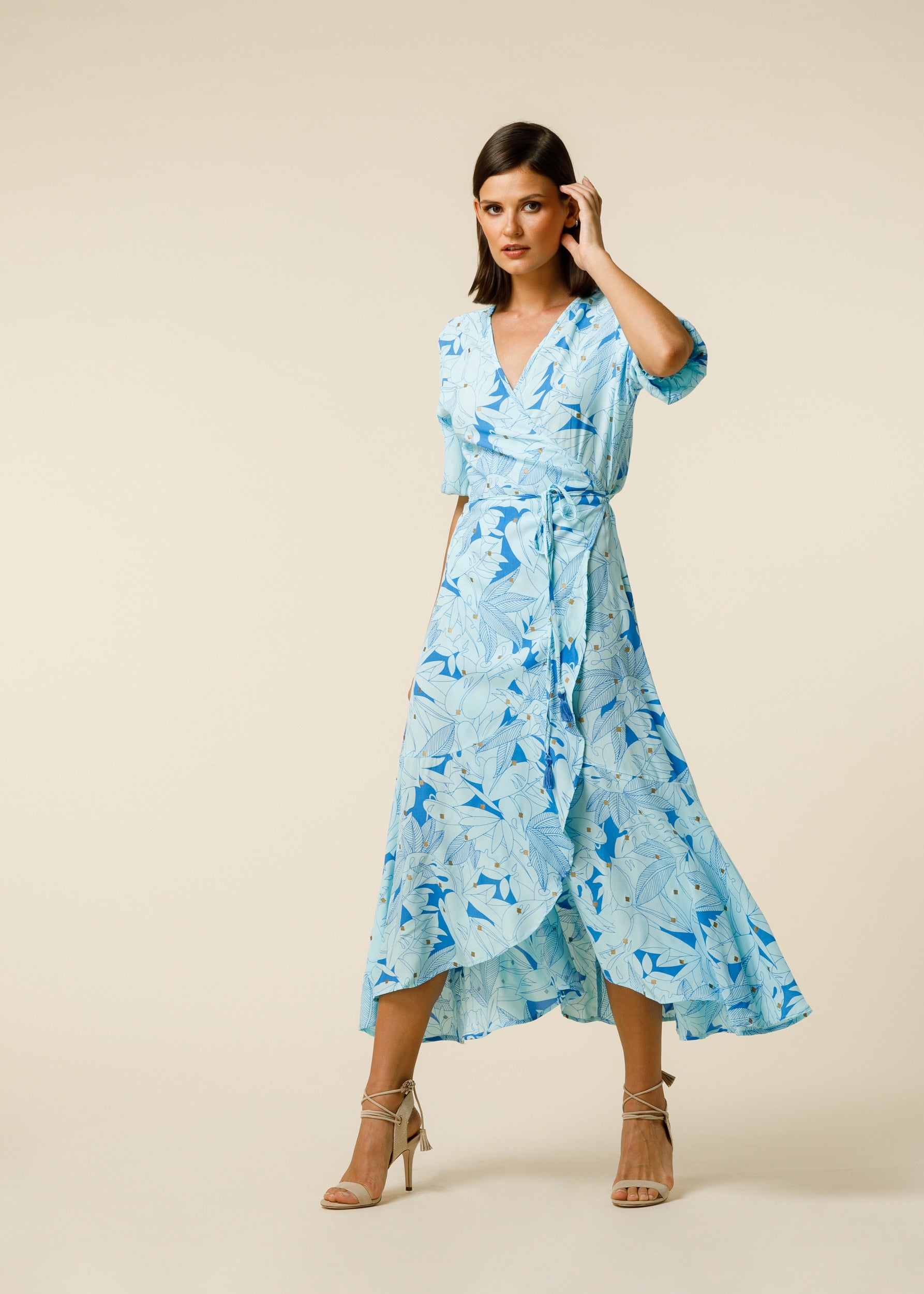 Elora Wrap Dress In Aquamarine - Blue CSN