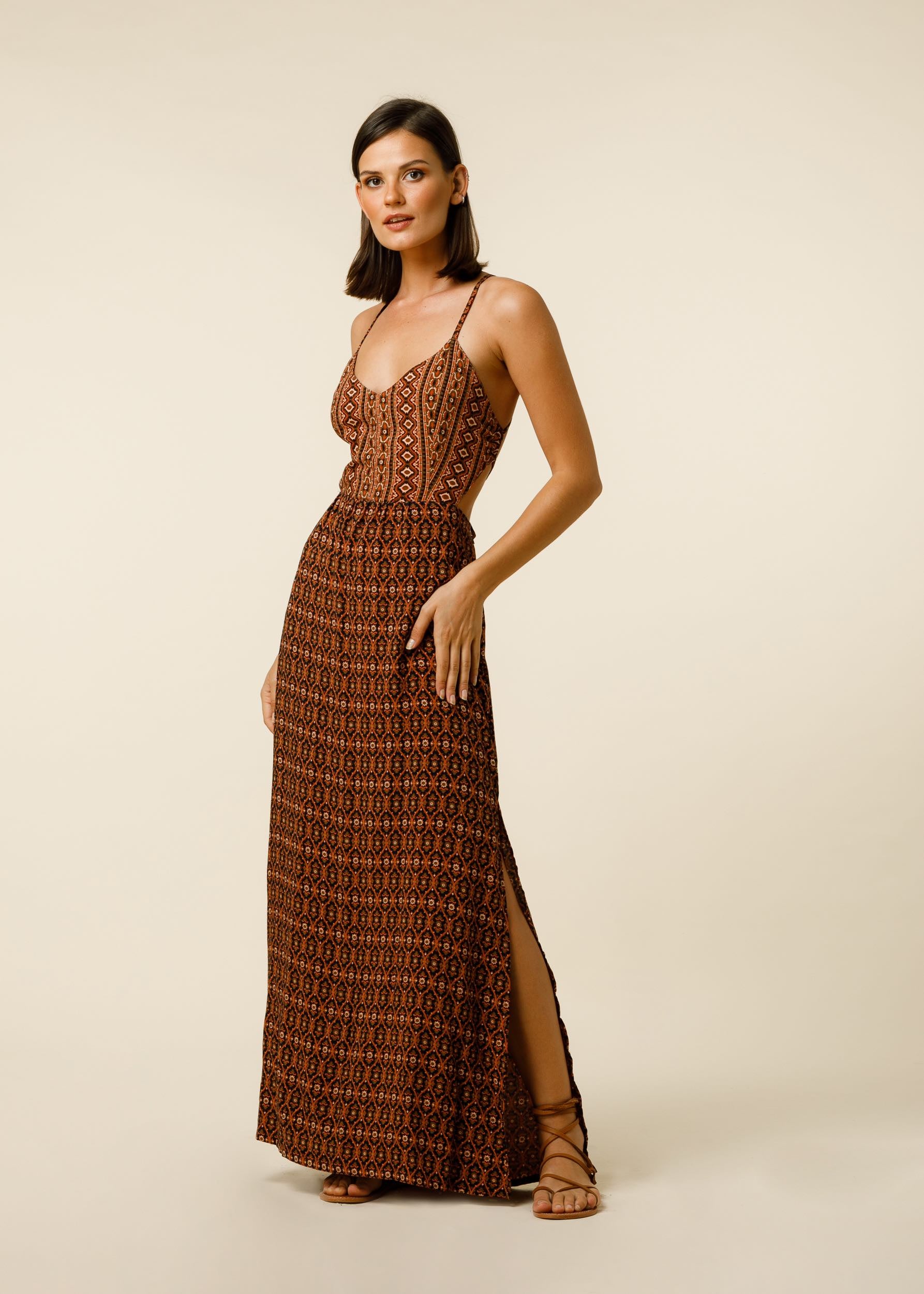 Espen Dress In Felis Border Print - Brown CSN