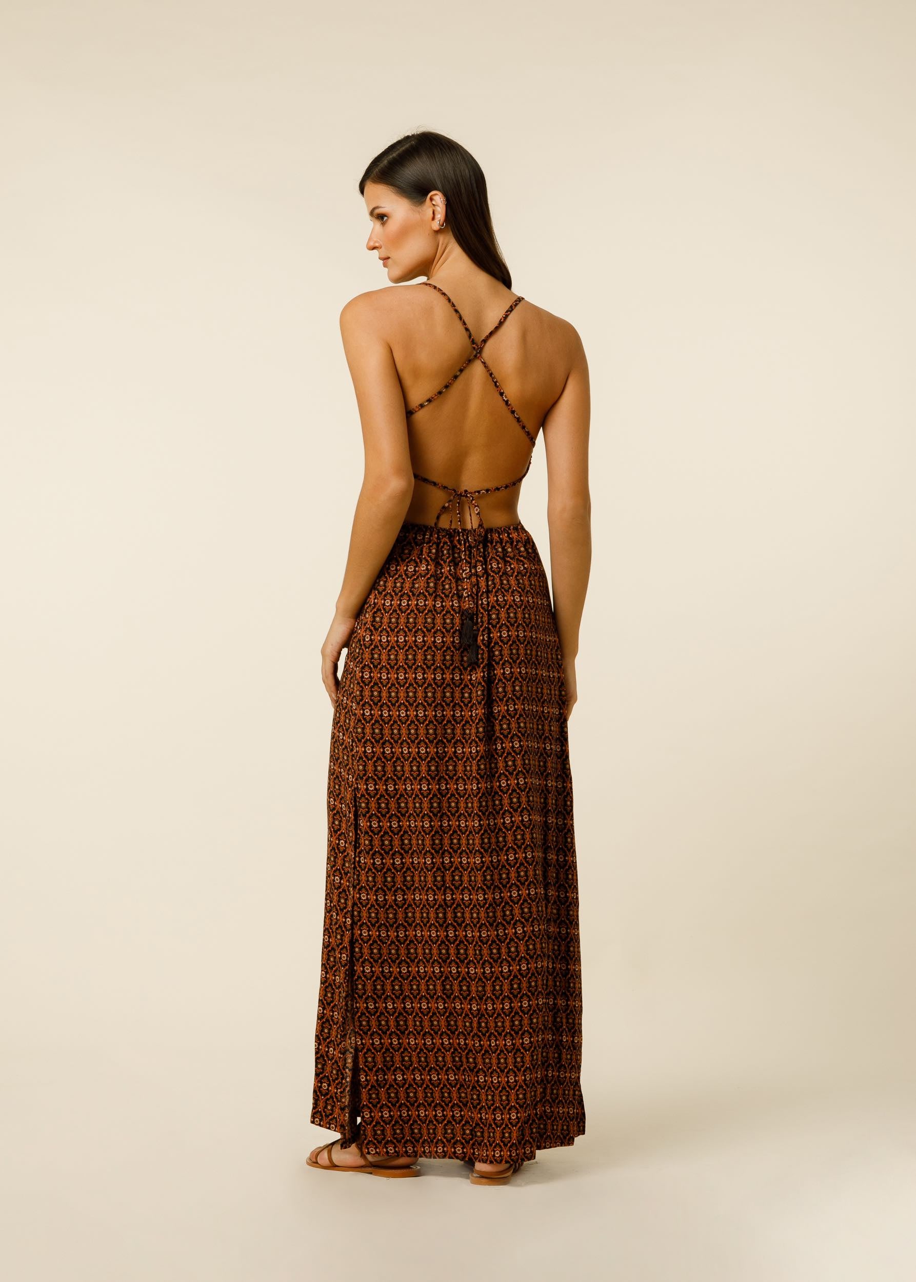 Espen Dress In Felis Border Print - Brown CSN