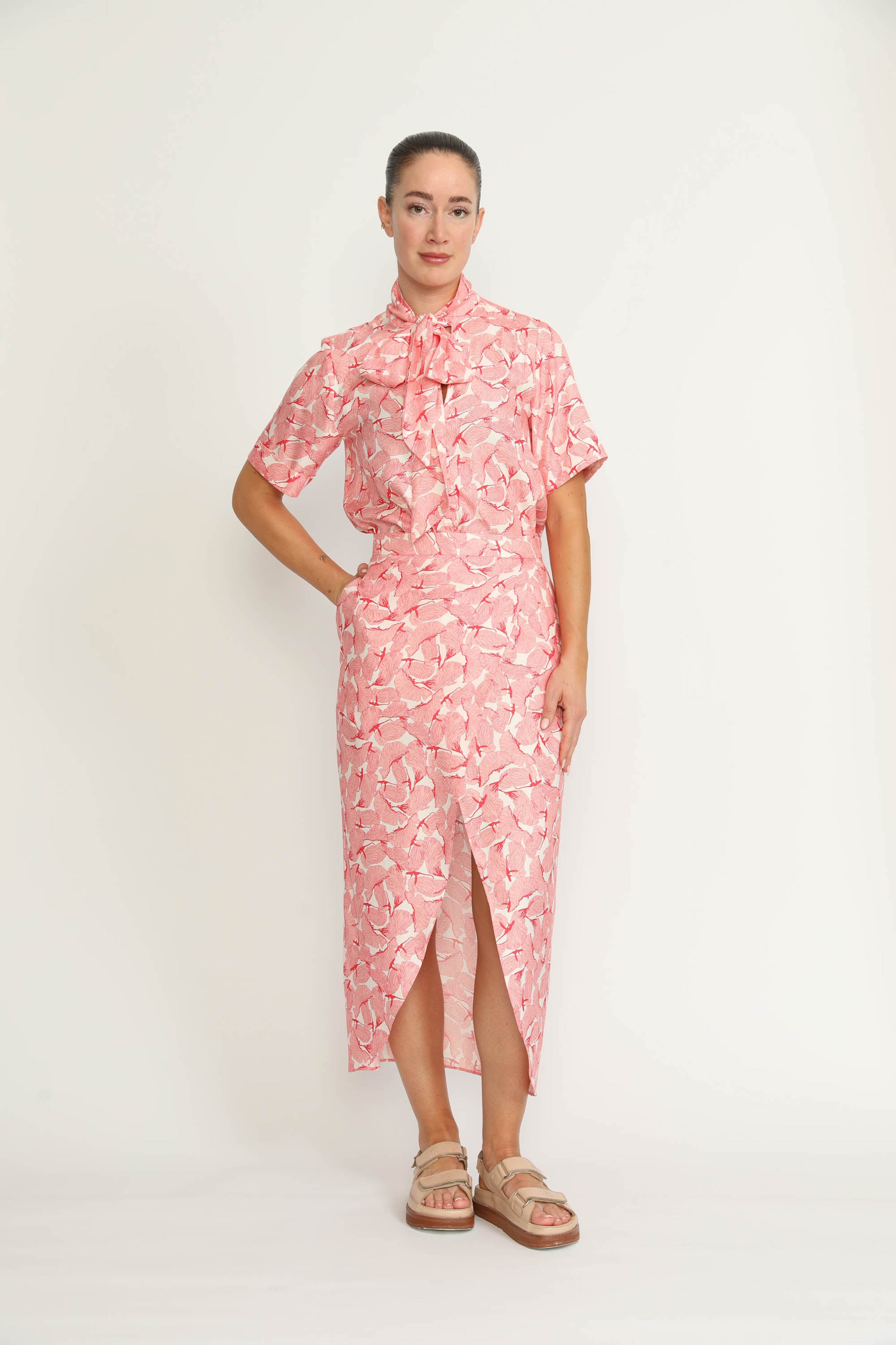 Littau Skirt - Wrap Midi Skirt In Pink Petal Print CSN