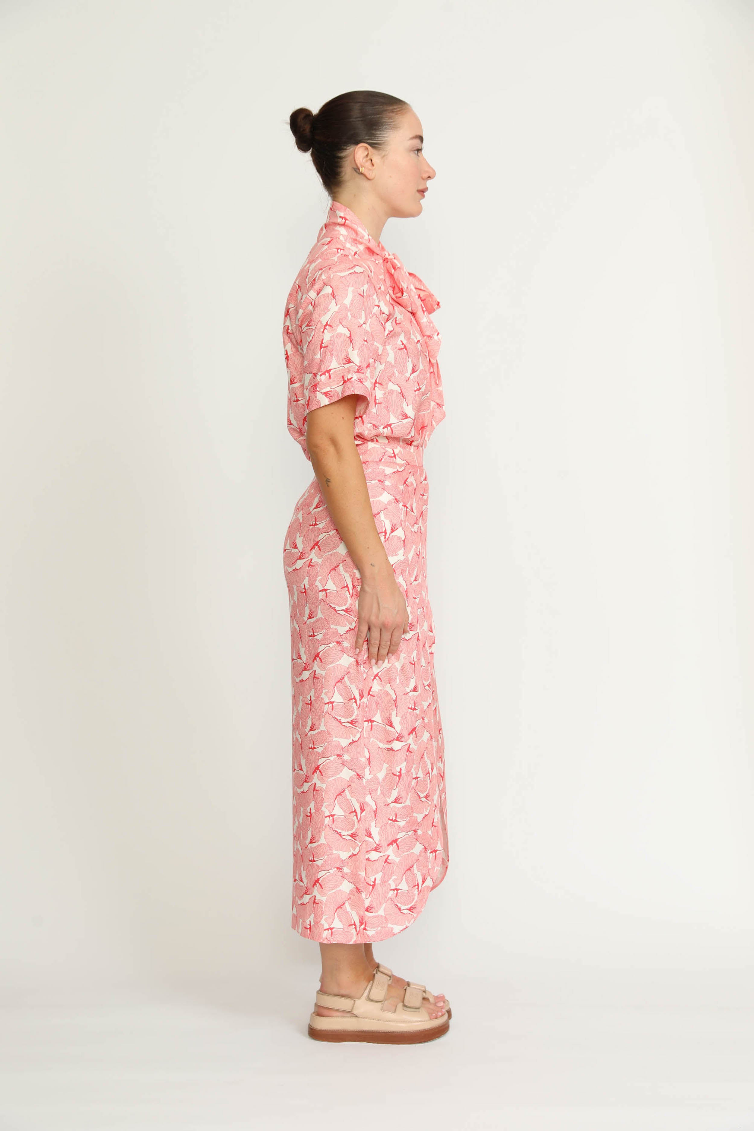 Littau Skirt - Wrap Midi Skirt In Pink Petal Print CSN