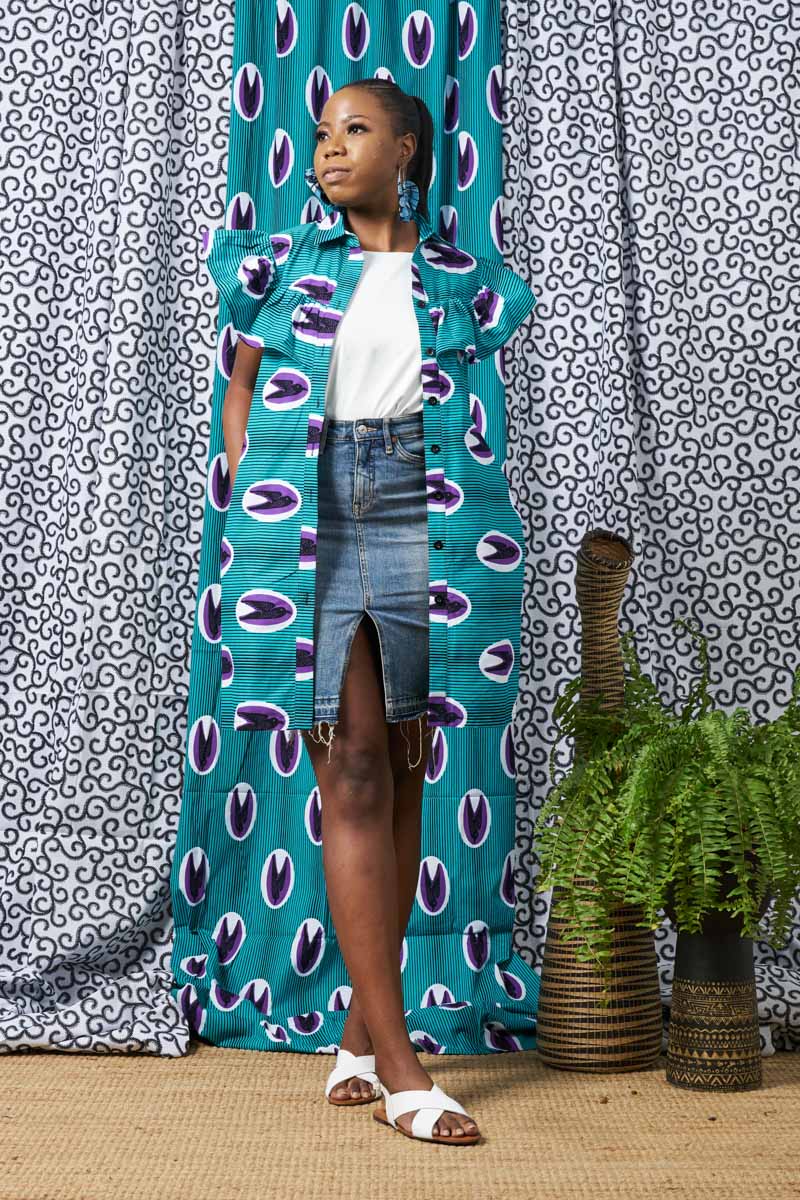 Taraji Shirt In Teal And Purple - Multicolor CSN*