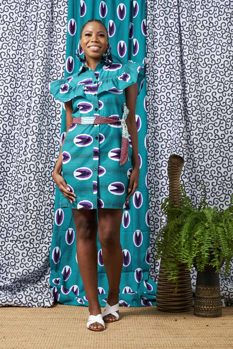 Taraji Shirt In Teal And Purple - Multicolor CSN*