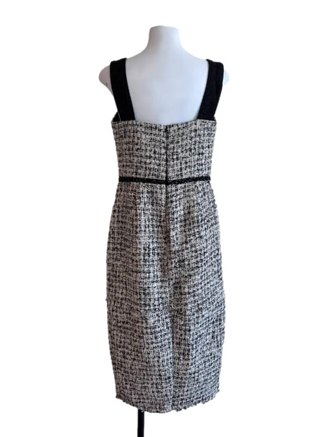 Black Sweetheart Neck Tweed Dress