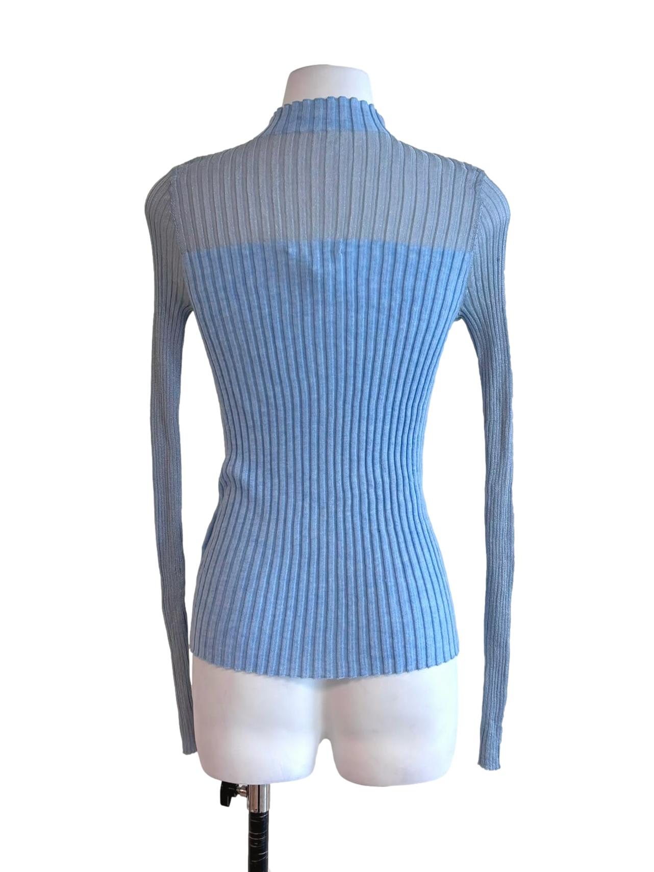 Silver Blue Bodycon Long Sleeve Top LB