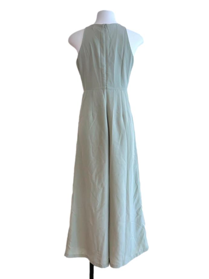 Olive Green Halter Pleated Jumpsuit