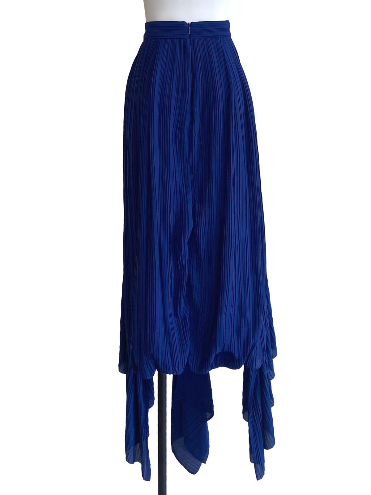 Lapis Blue Pleated Asymmetric Skirt