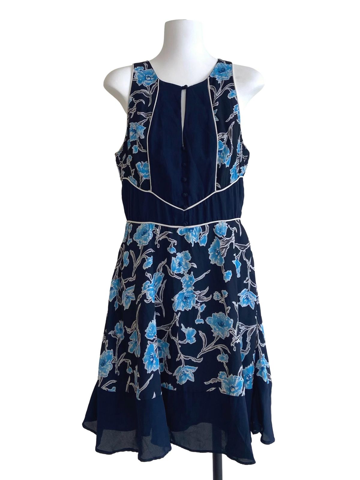 Navy Blue & Floral Apron Dress