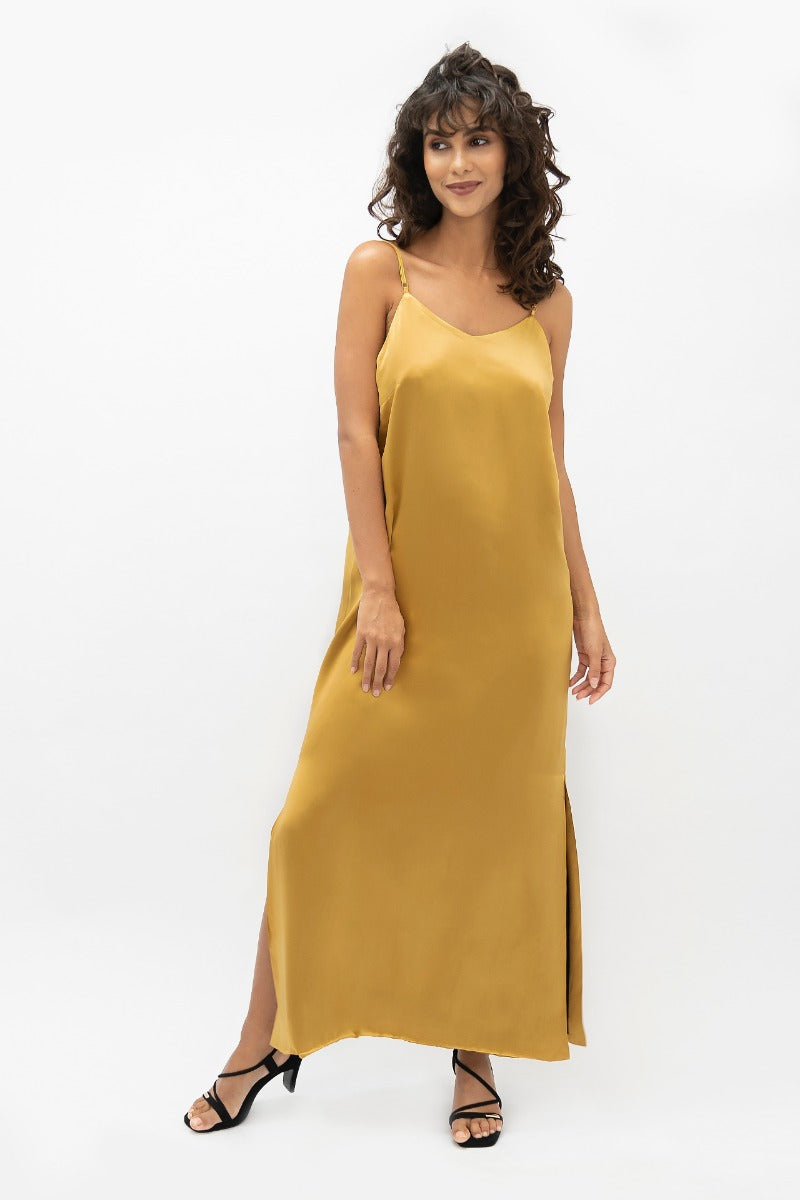 Calabar Silk Slip Dress - Mimosa Yellow CSN