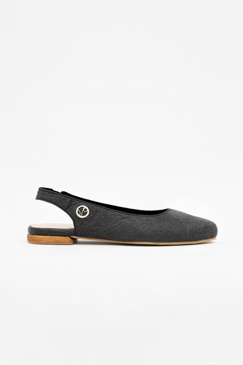 Charcoal Black Cannes Slingback Flat