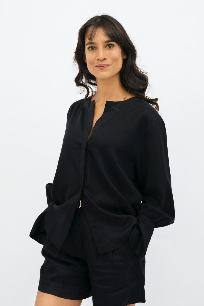 Cap Ferret Tencel™ Long Sleeves Shirt In Licorice CSN