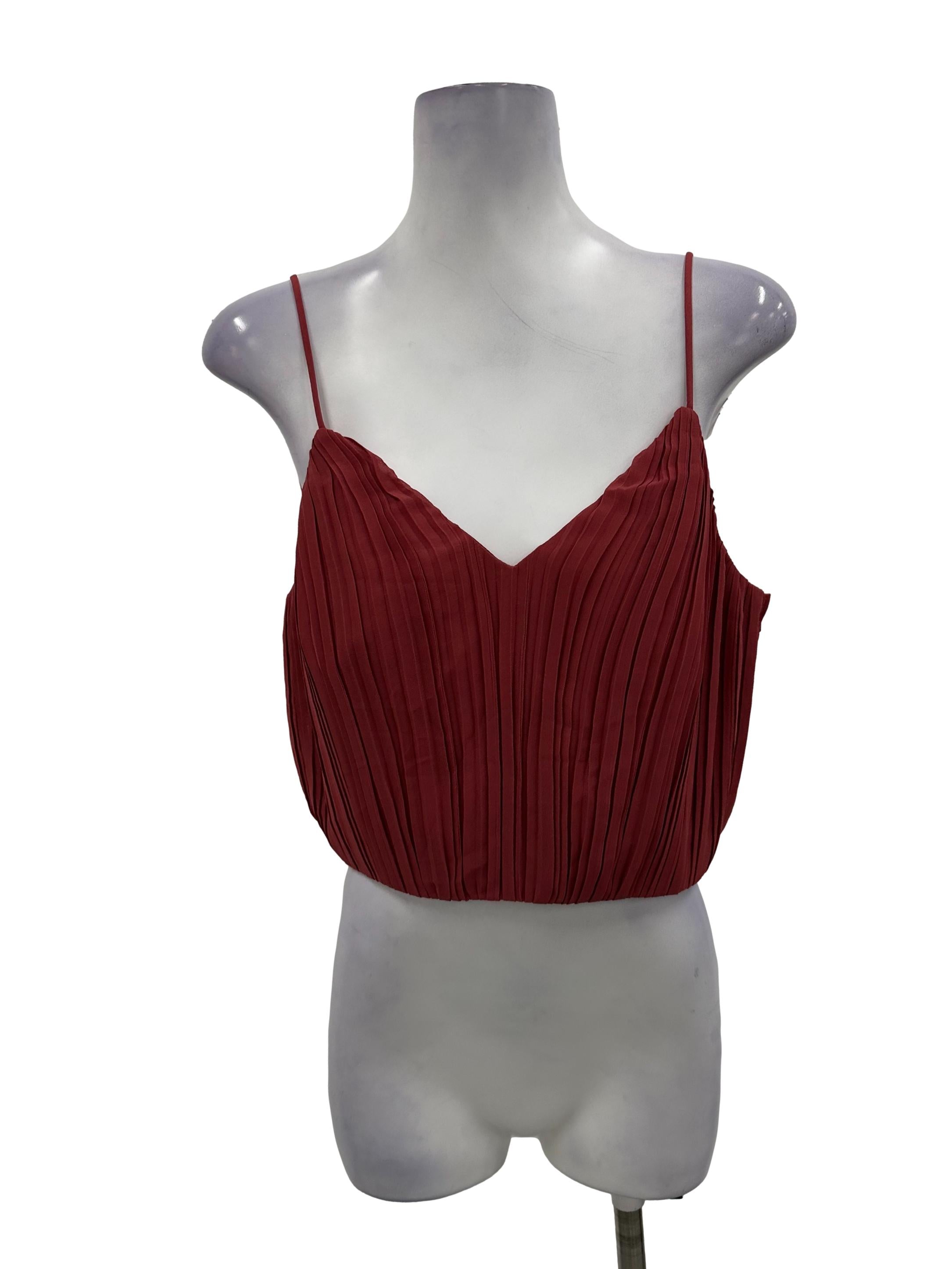 Wine Red Pleated Top