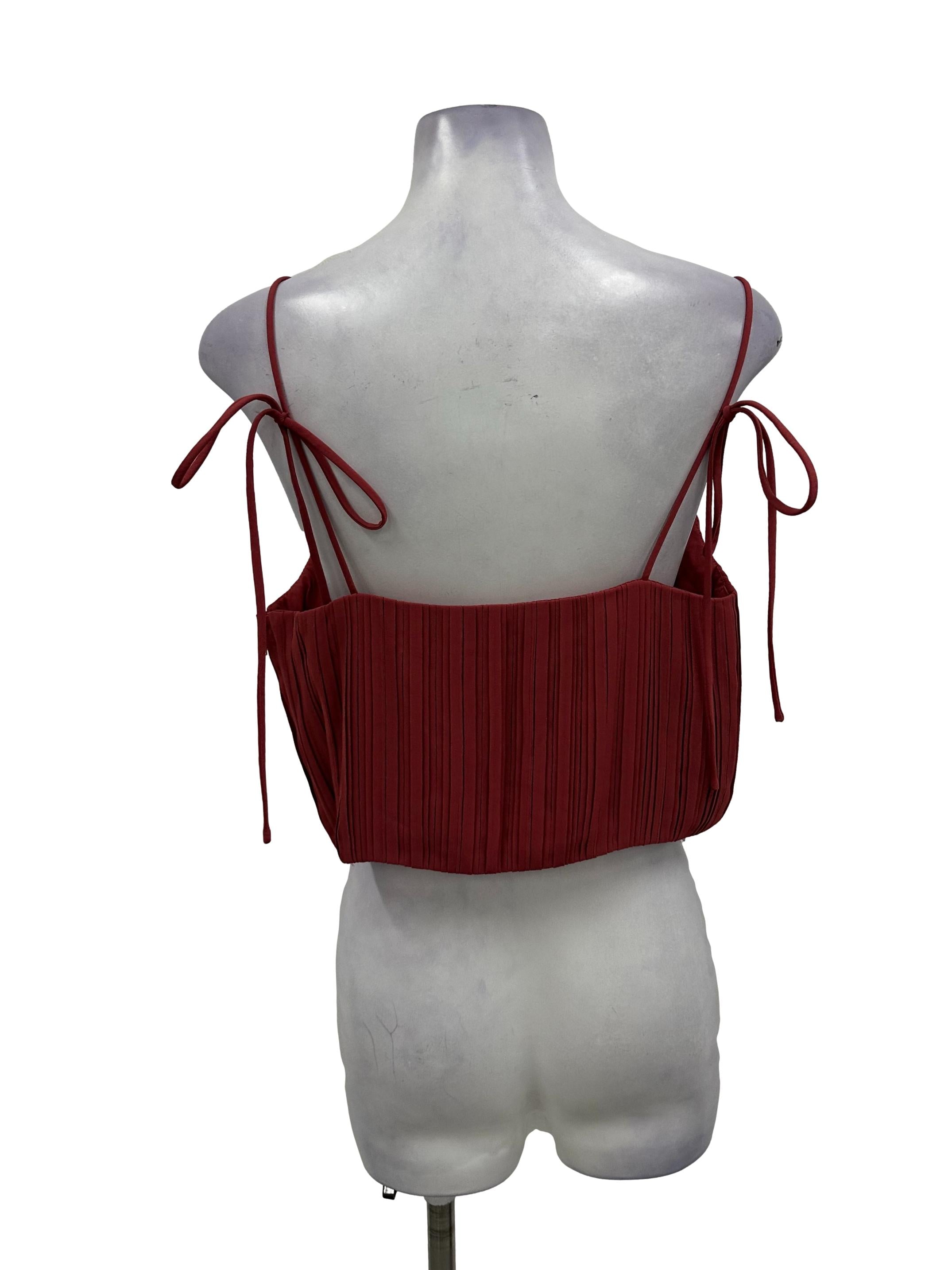 Wine Red Pleated Top