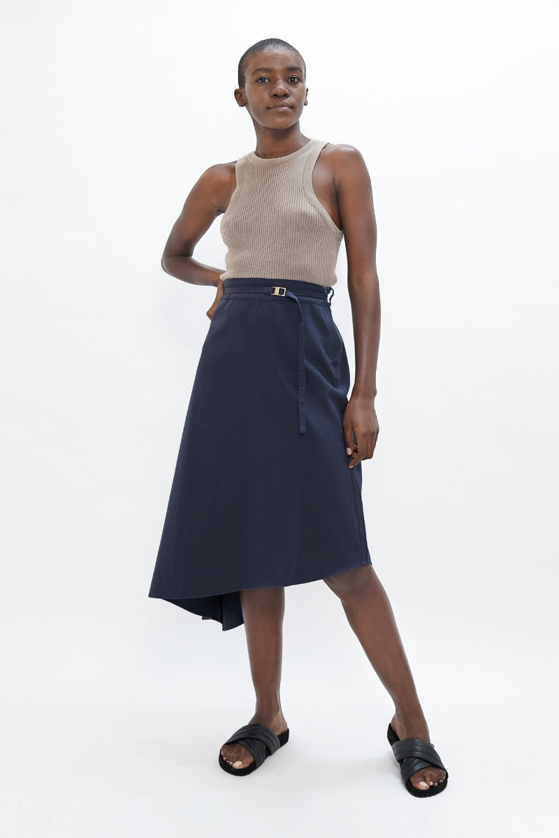 Mallorca Organic Cotton Asymmetric Skirt In Summer Night CSN