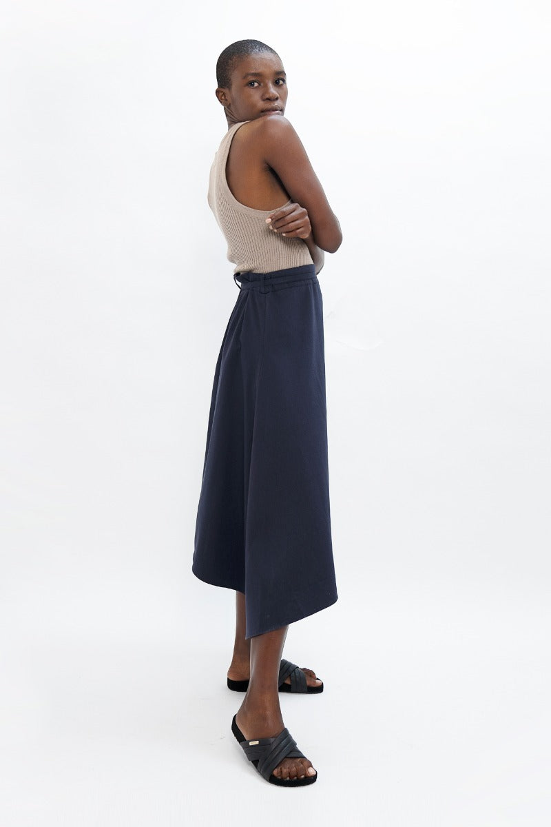 Mallorca Organic Cotton Asymmetric Skirt In Summer Night CSN