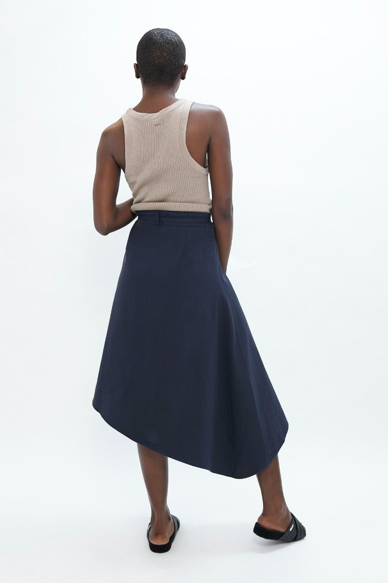 Mallorca Organic Cotton Asymmetric Skirt In Summer Night CSN