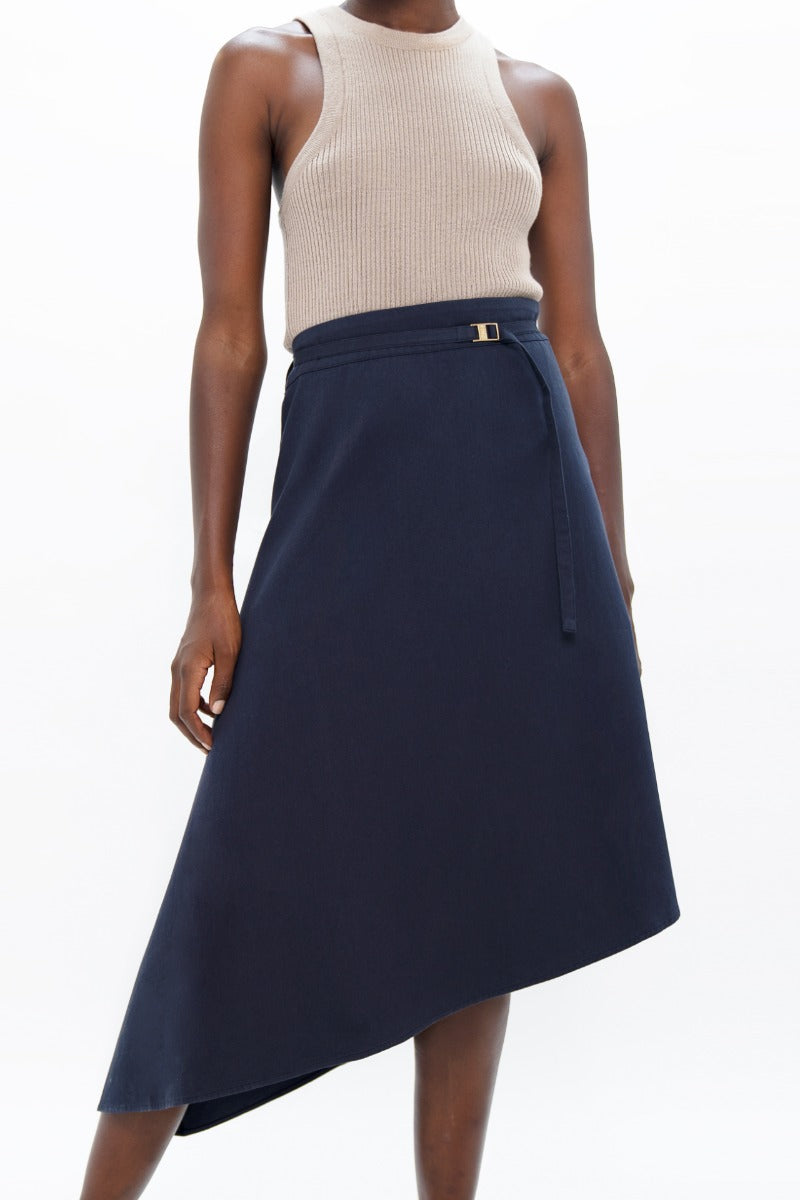 Mallorca Organic Cotton Asymmetric Skirt In Summer Night CSN